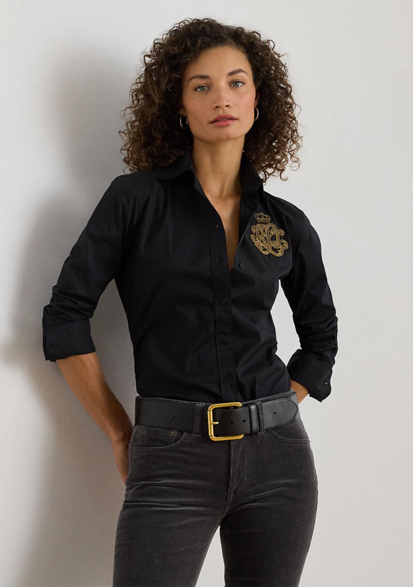 Petite Classic Fit Logo Cotton-Blend Shirt