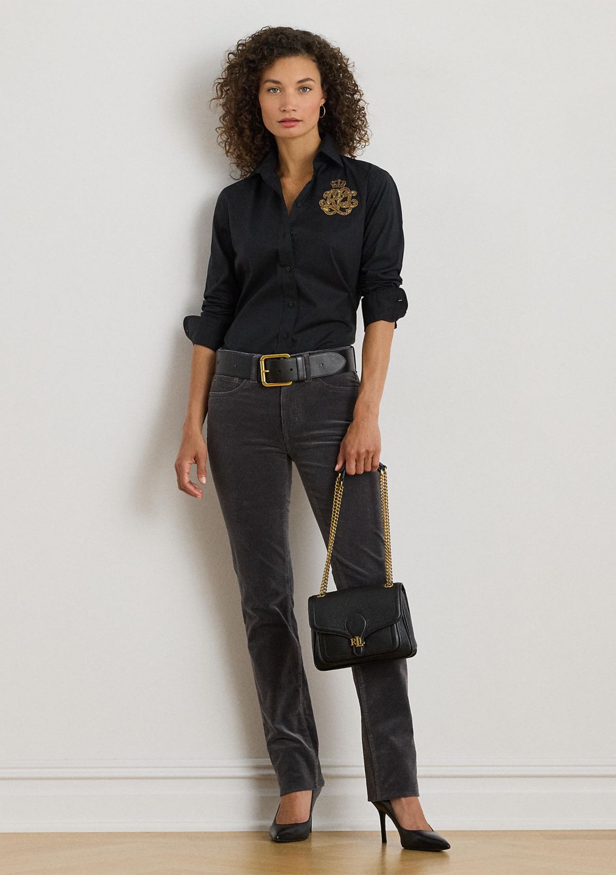 Petite Classic Fit Logo Cotton-Blend Shirt