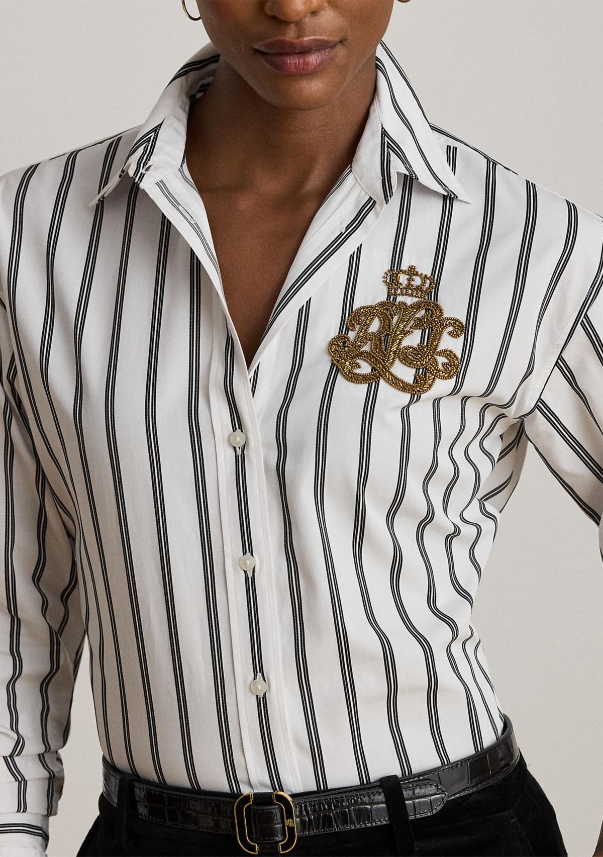 Petite Relaxed Fit Striped Cotton Shirt