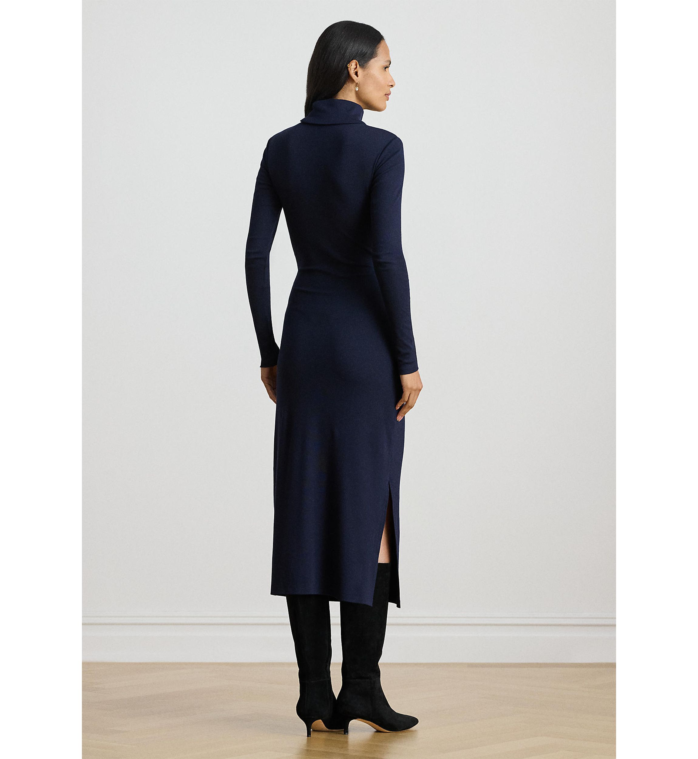 Petite Tie-Front Turtleneck Dress