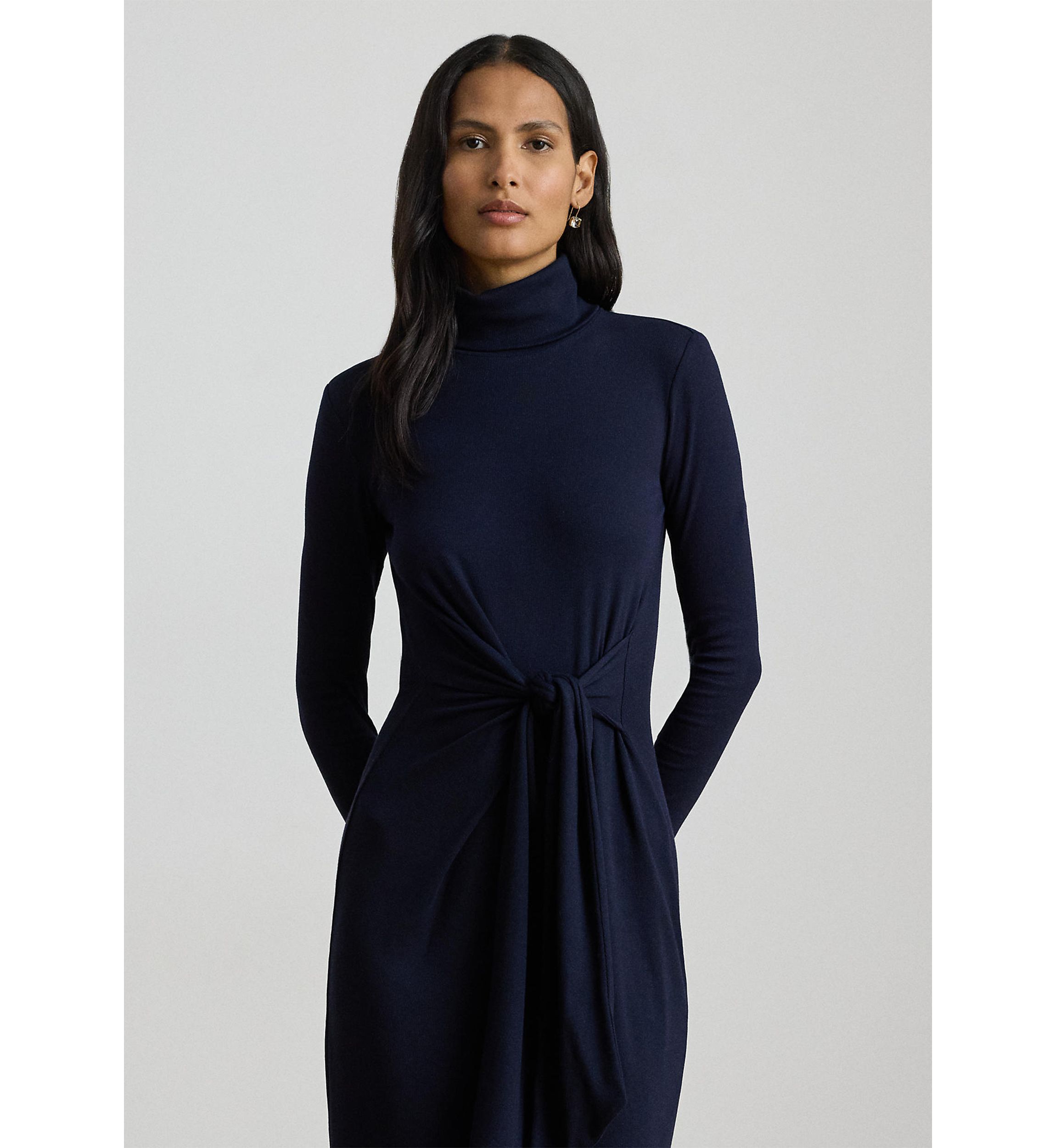 Petite Tie-Front Turtleneck Dress