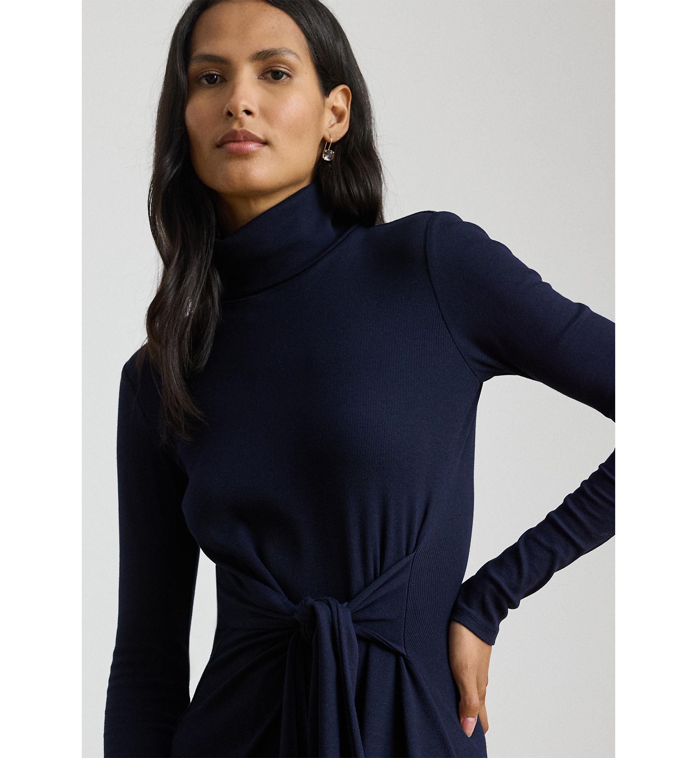 Petite Tie-Front Turtleneck Dress
