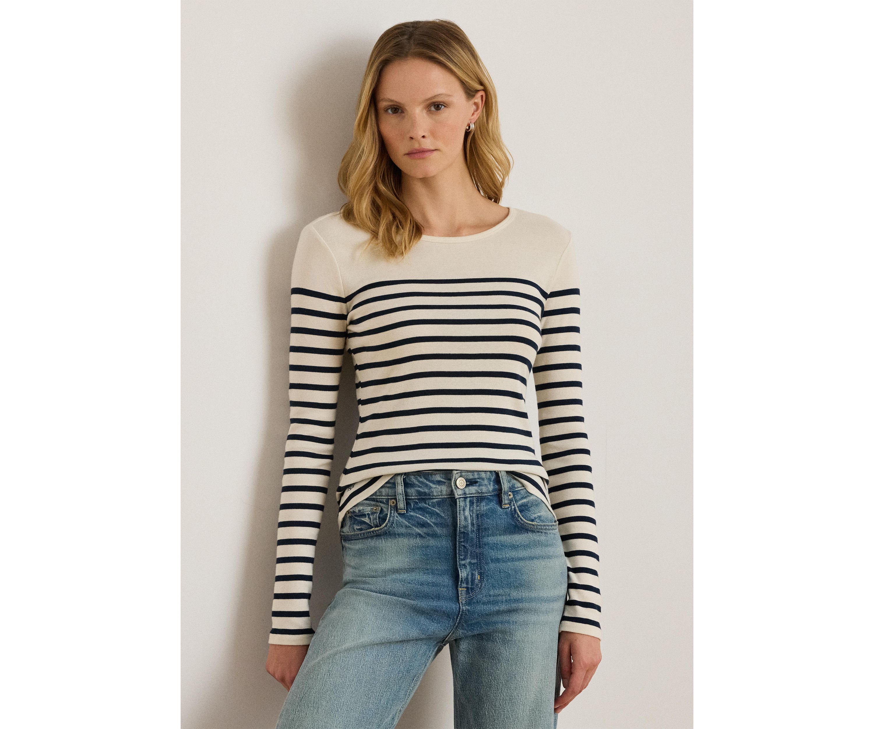 Petite Striped Cotton Long-Sleeve Tee
