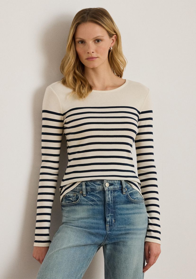 Petite Striped Cotton Long-Sleeve Tee
