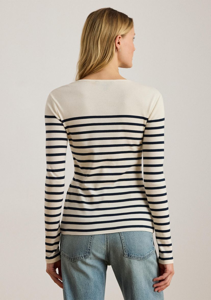 Petite Striped Cotton Long-Sleeve Tee