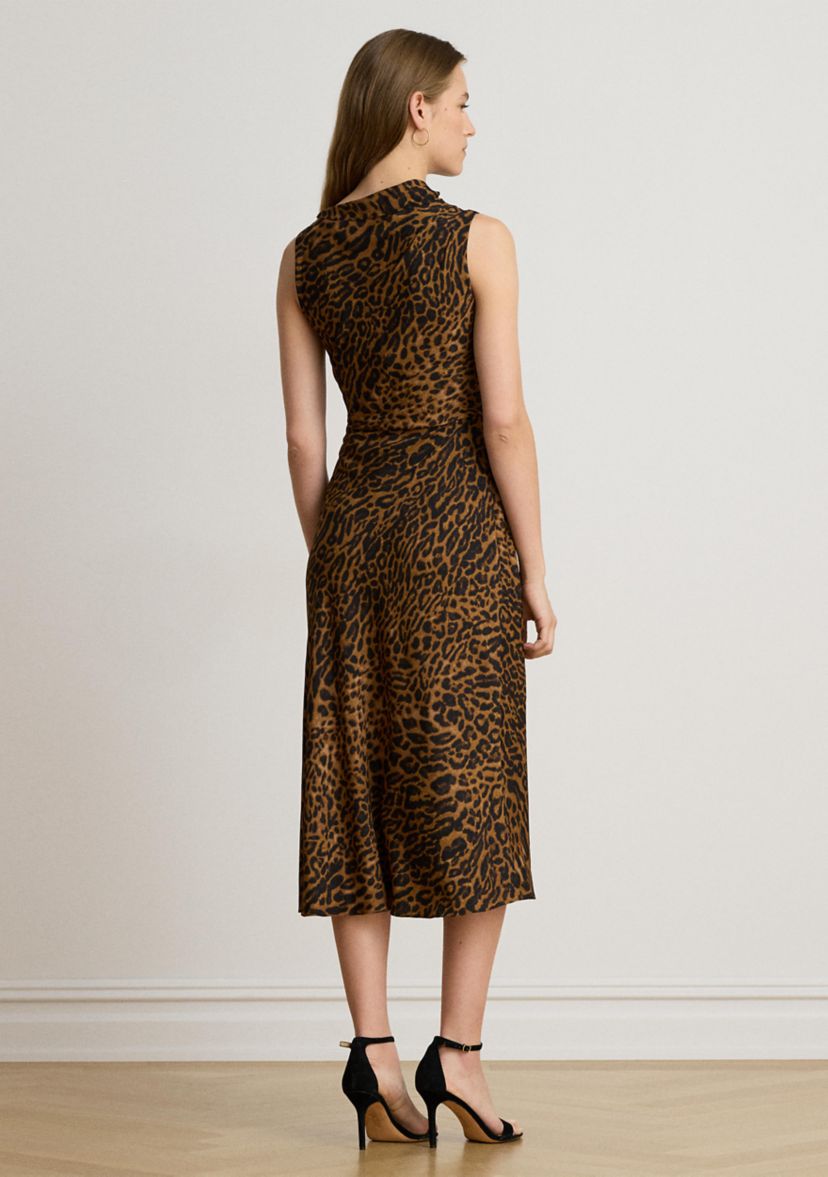 ralph lauren petite formal dresses Lauren Ocelot-Print Pleated Crepe Dress Clothing occasionwear
