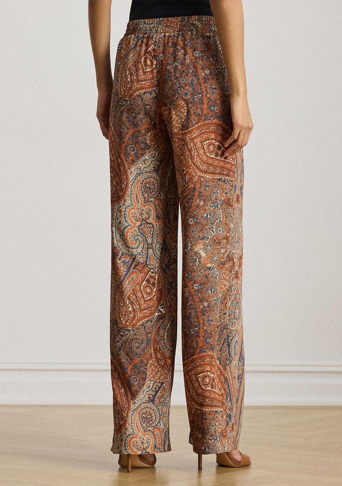 Petite Paisley Crepe Wide-Leg Pants