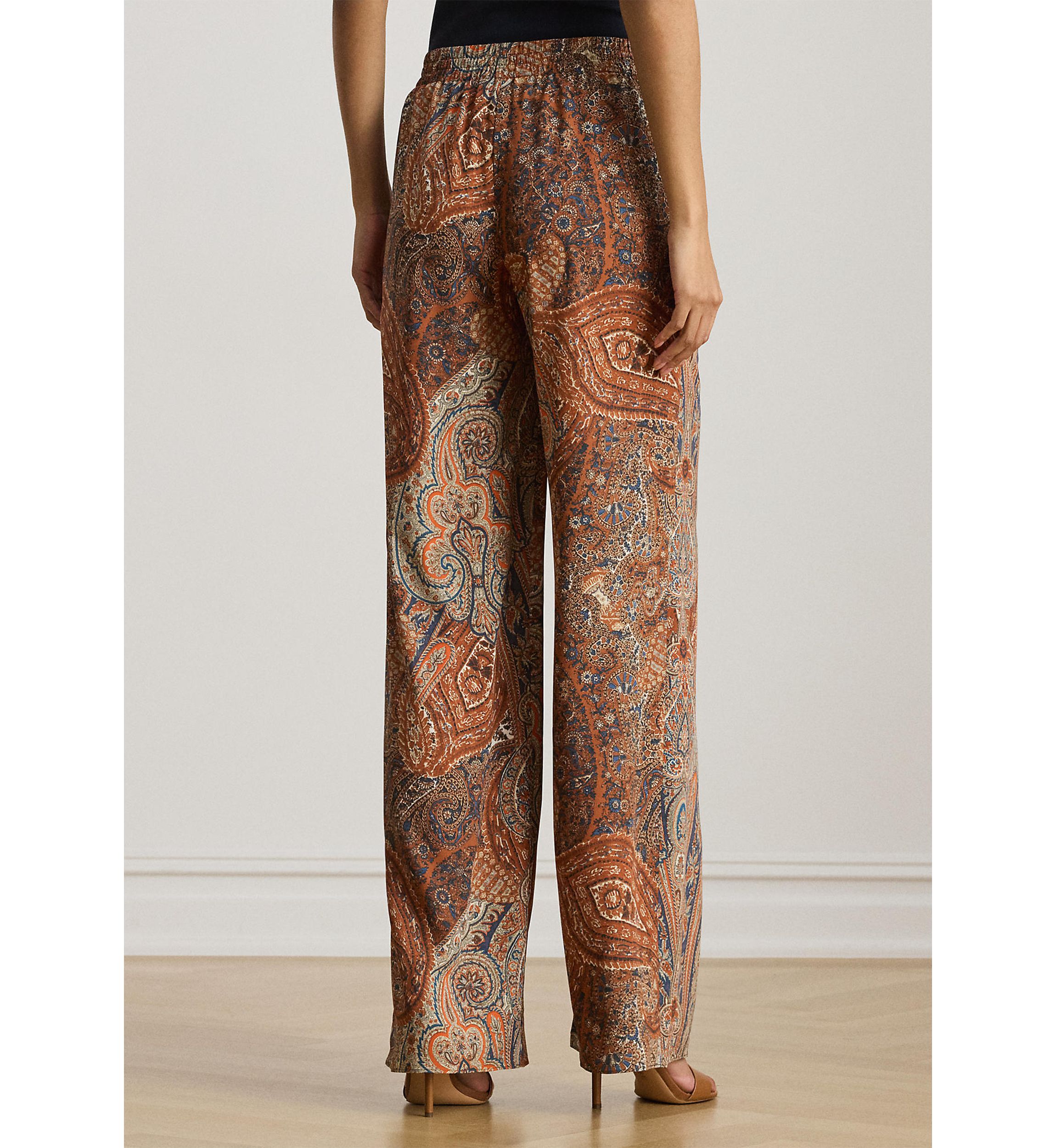 Petite Paisley Crepe Wide-Leg Pants