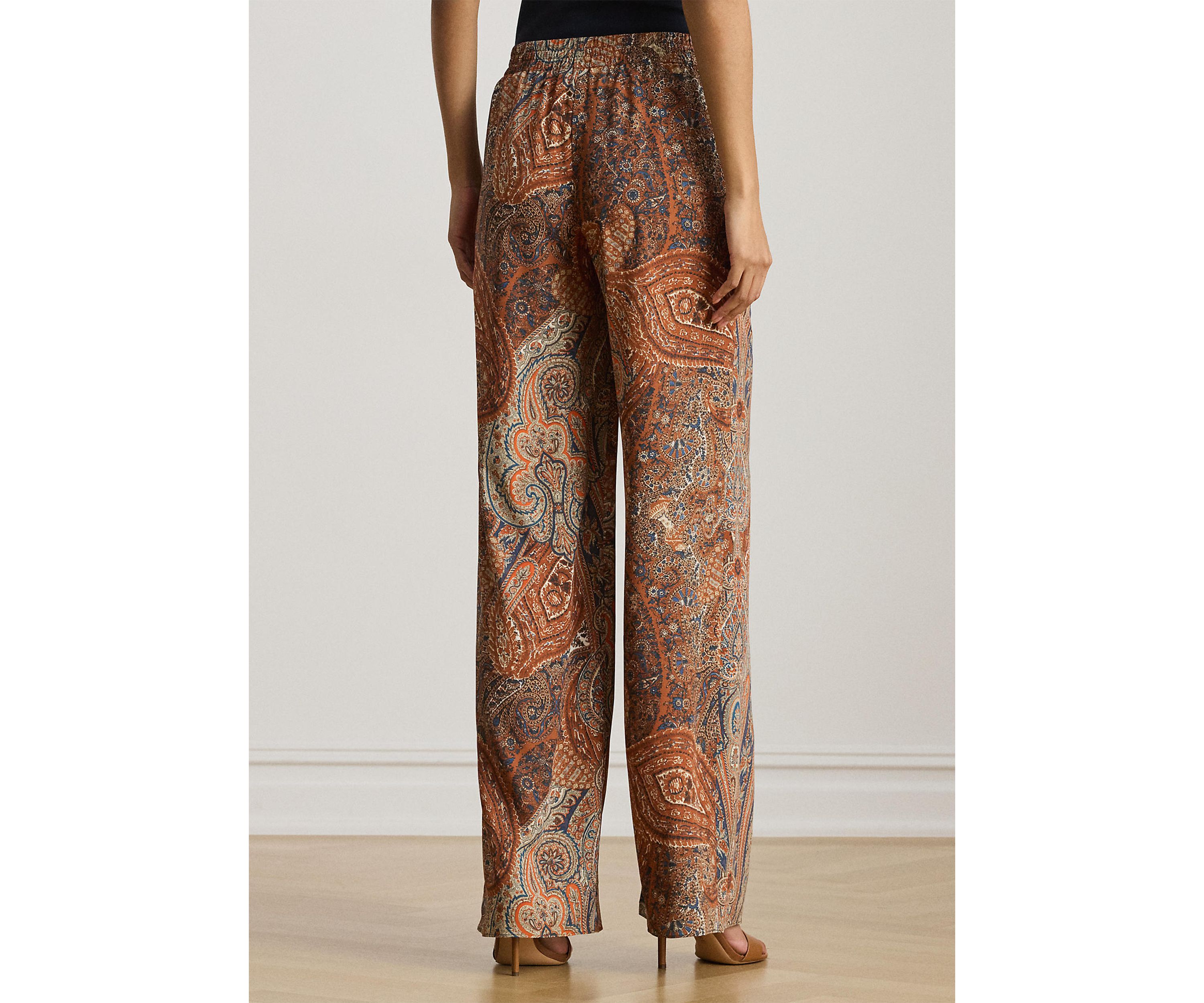 Petite Paisley Crepe Wide-Leg Pants