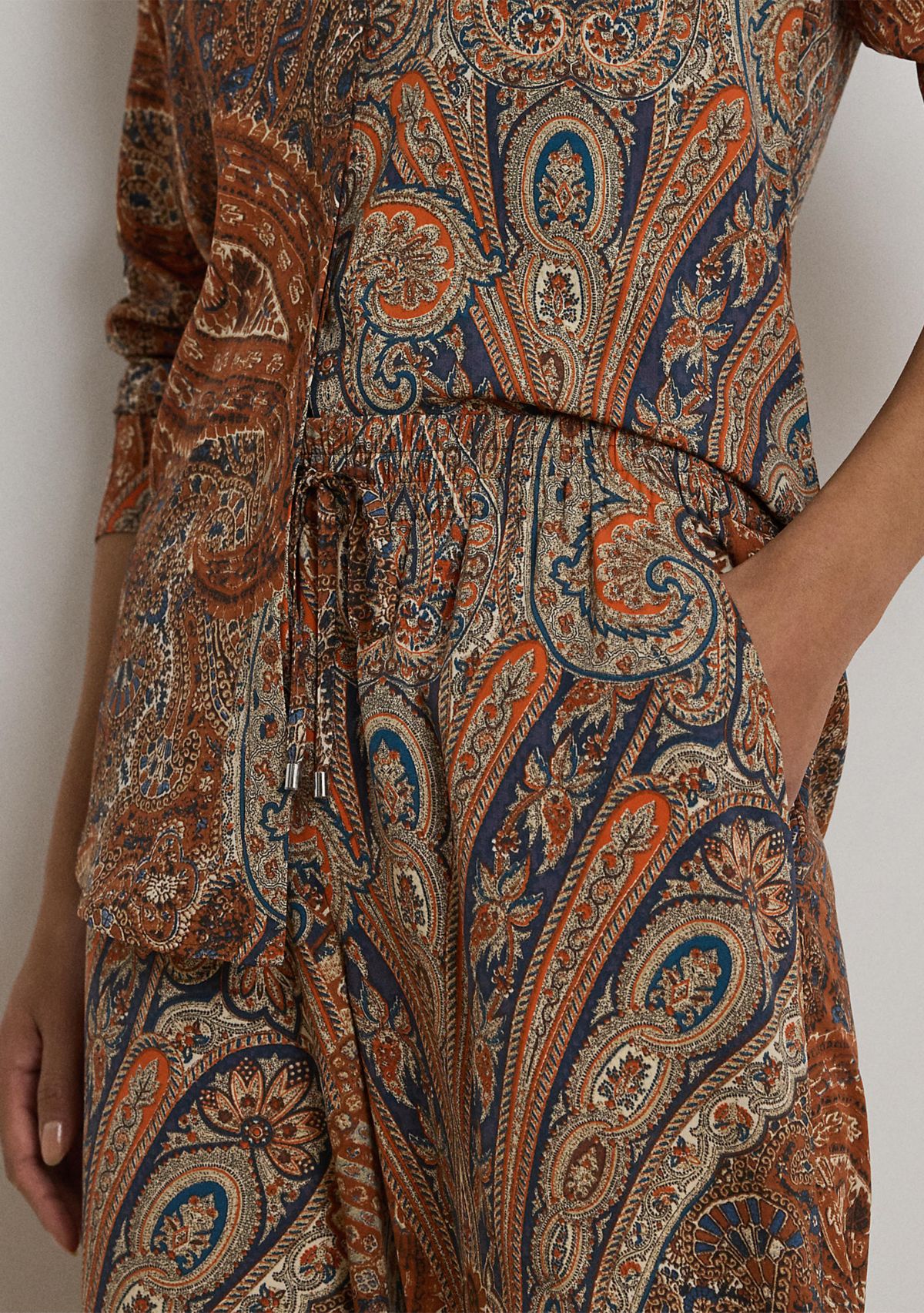 Petite Paisley Crepe Wide-Leg Pants
