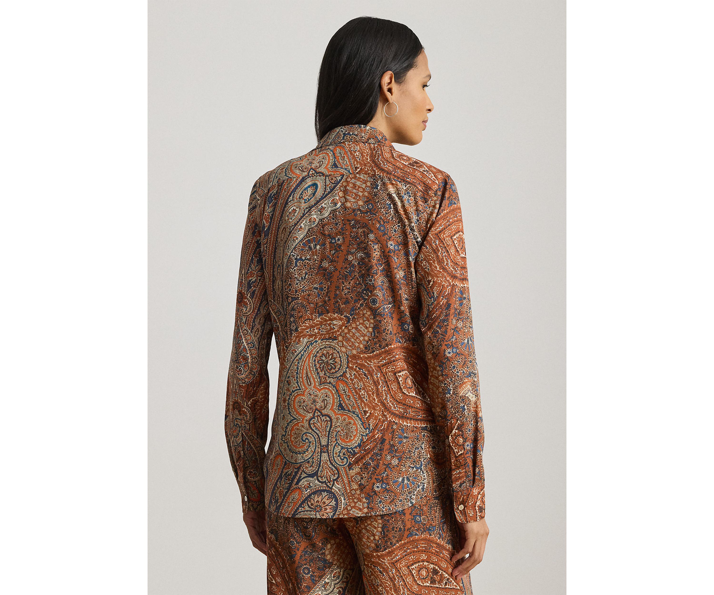 Petite Classic Fit Paisley Crepe Shirt