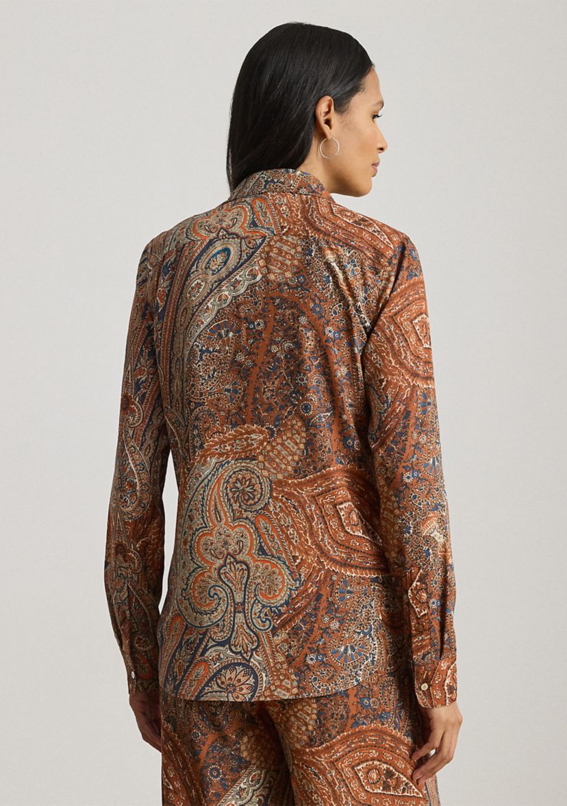 Petite Classic Fit Paisley Crepe Shirt