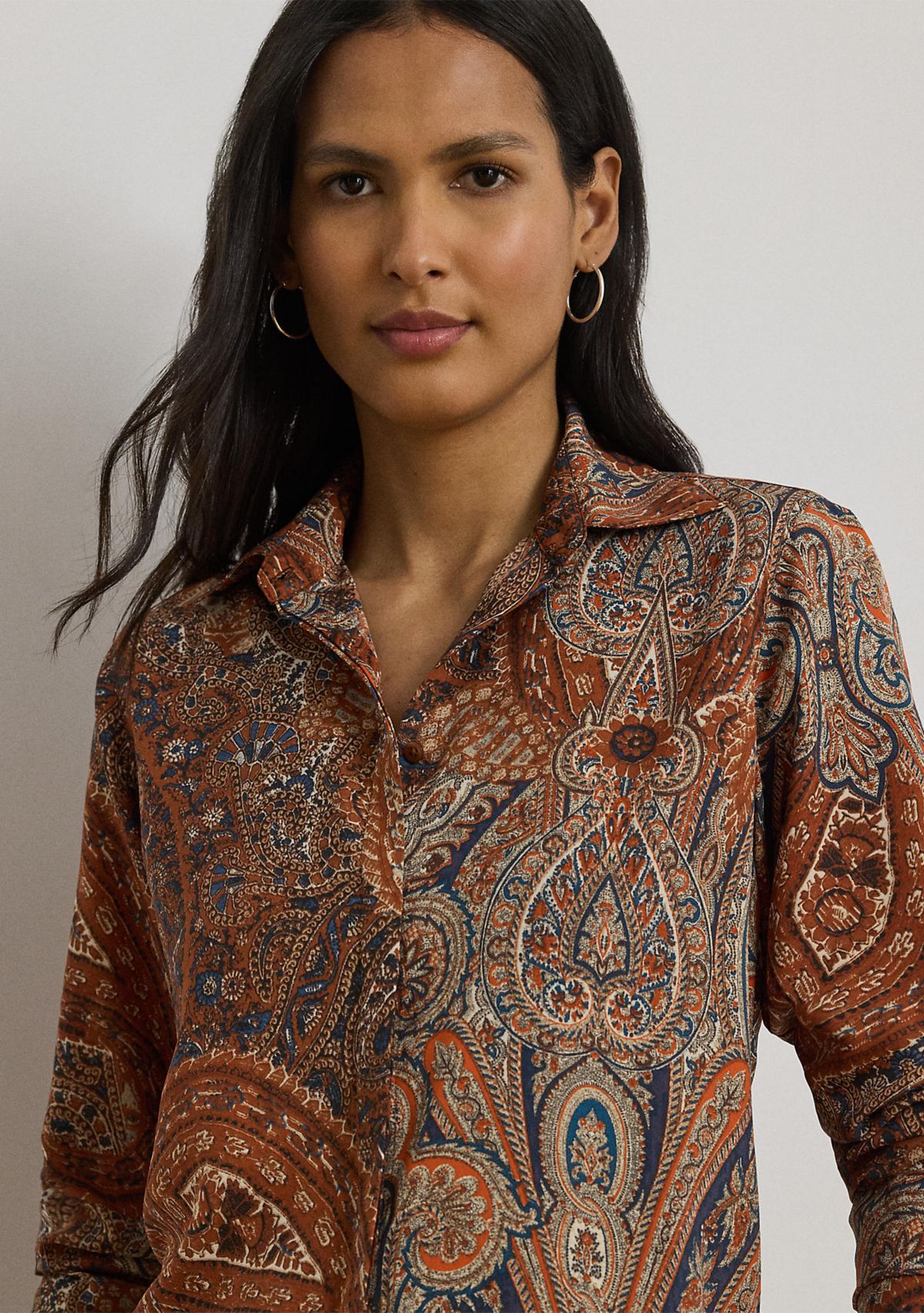 Petite Classic Fit Paisley Crepe Shirt