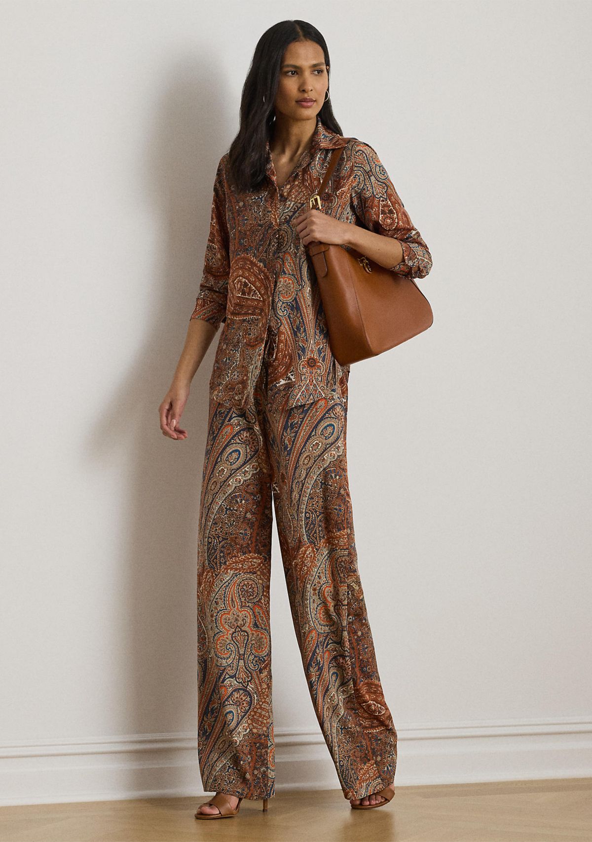 Petite Classic Fit Paisley Crepe Shirt