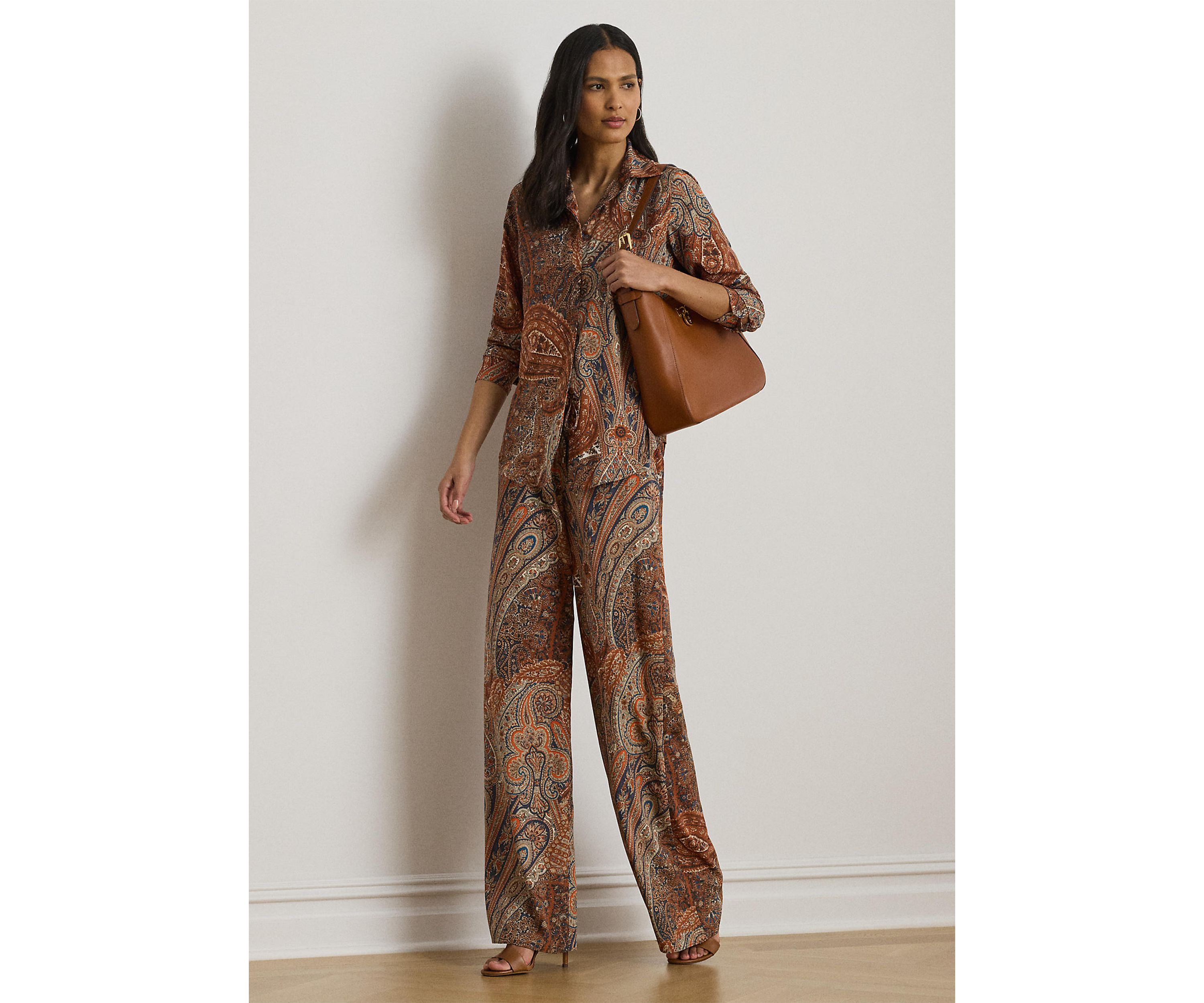 Petite Classic Fit Paisley Crepe Shirt