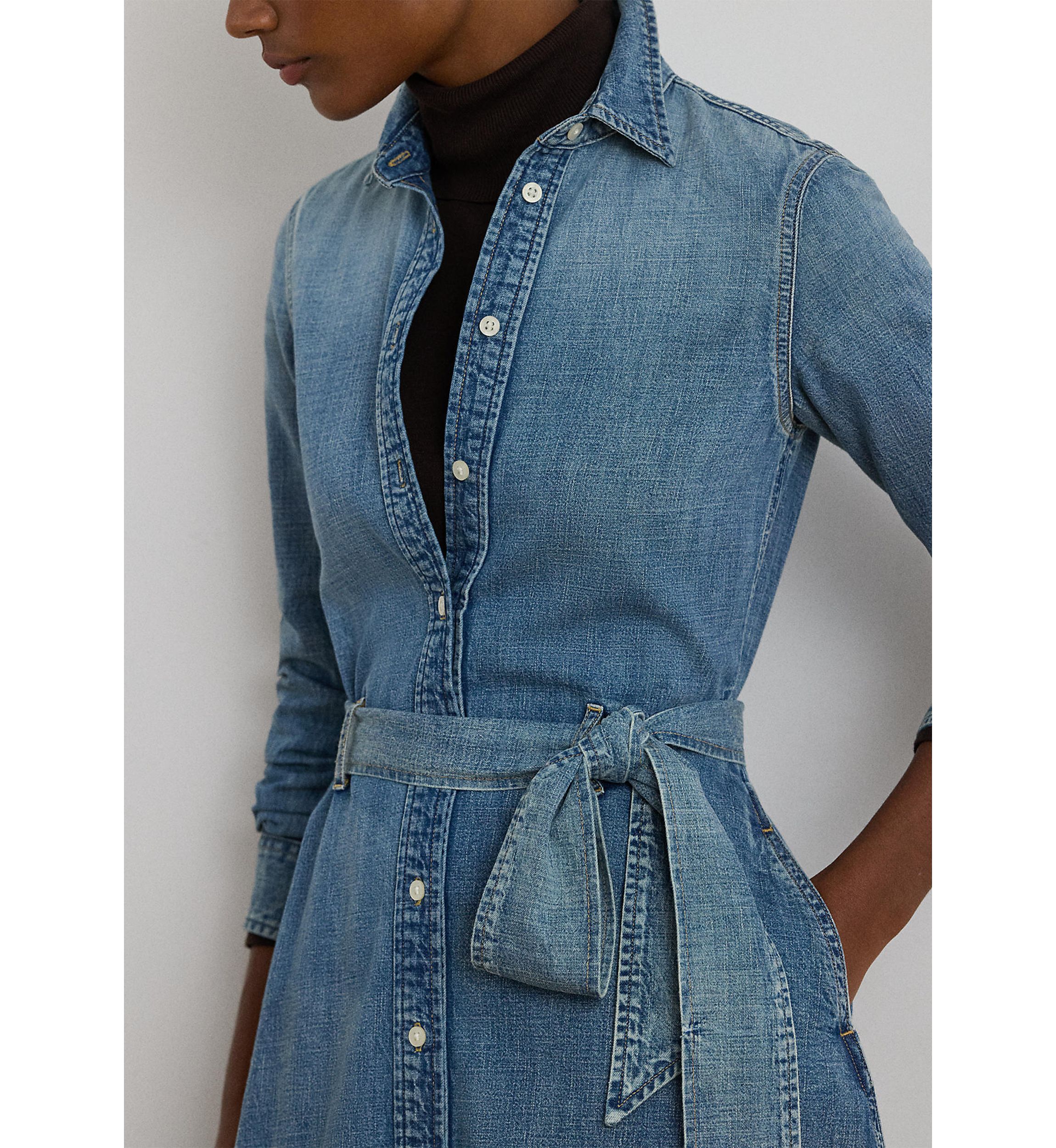 Petite Belted Denim Shirtdress