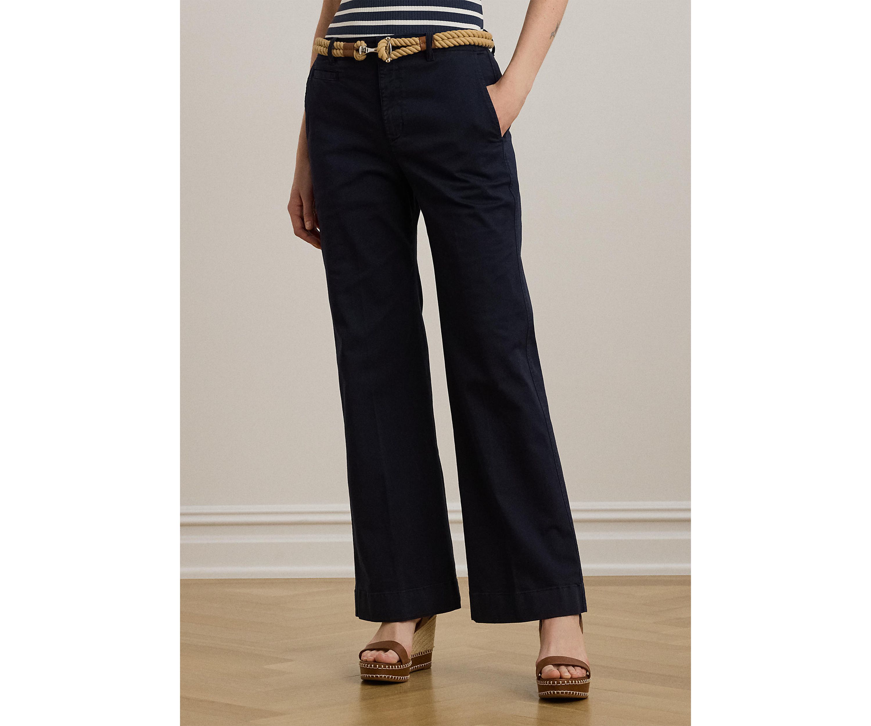 Petite Stretch Cotton Chino Flare Pants