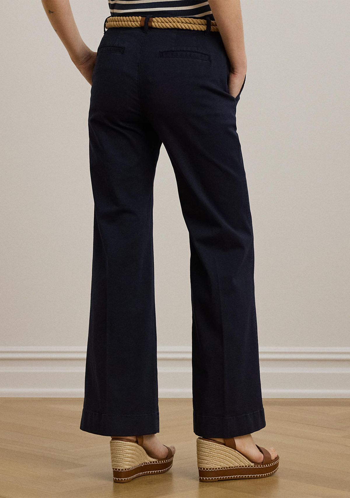 Petite Stretch Cotton Chino Flare Pants