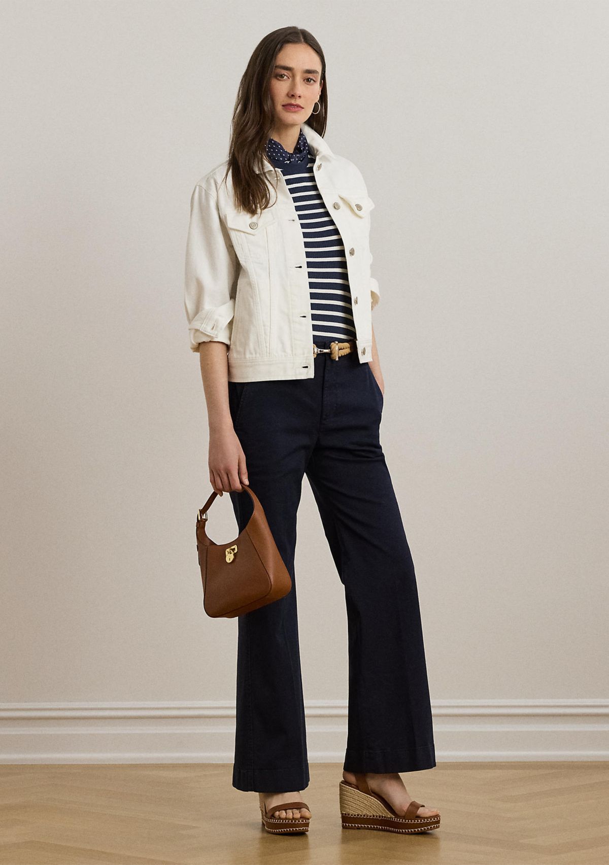 Petite Stretch Cotton Chino Flare Pants