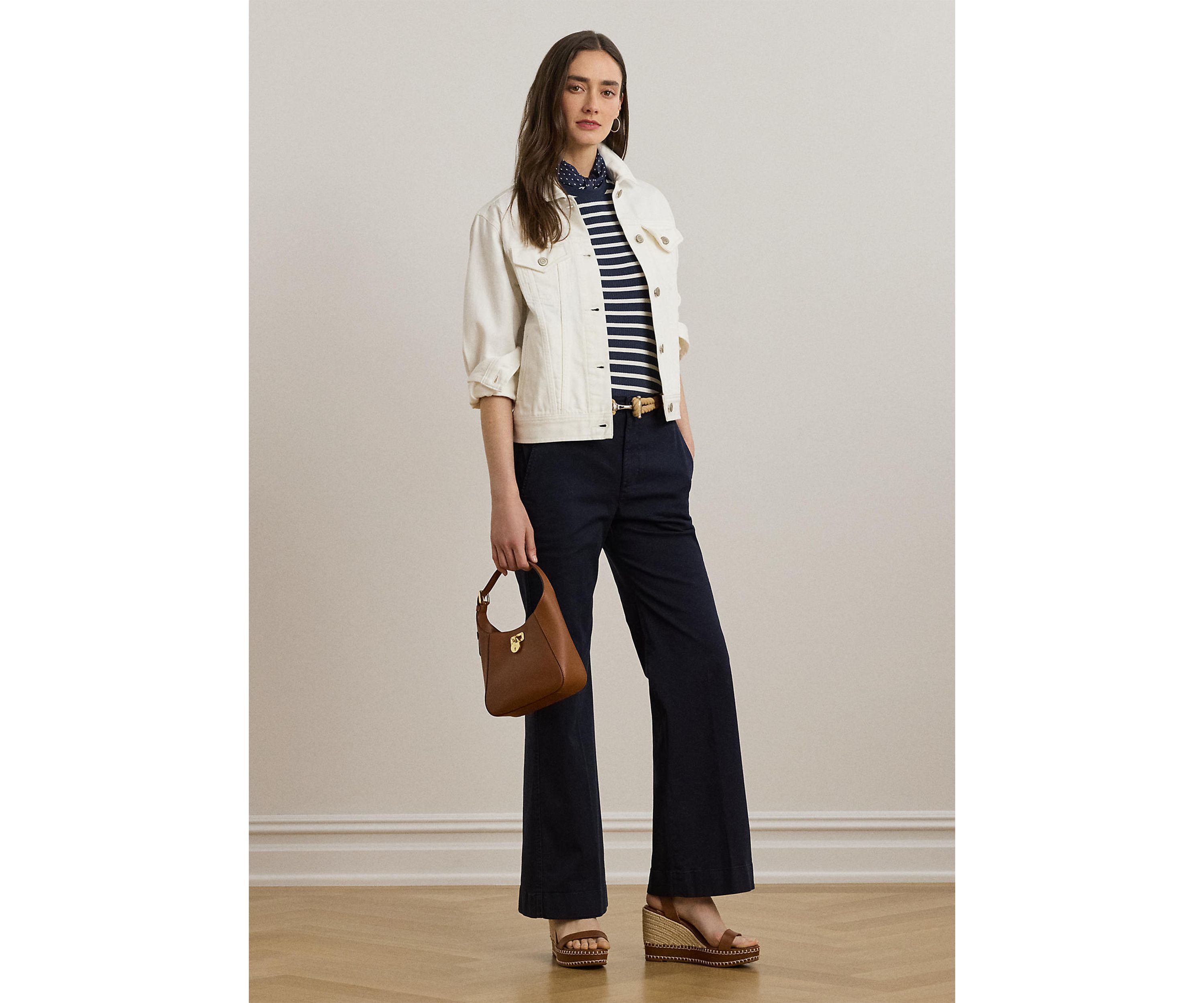 Petite Stretch Cotton Chino Flare Pants