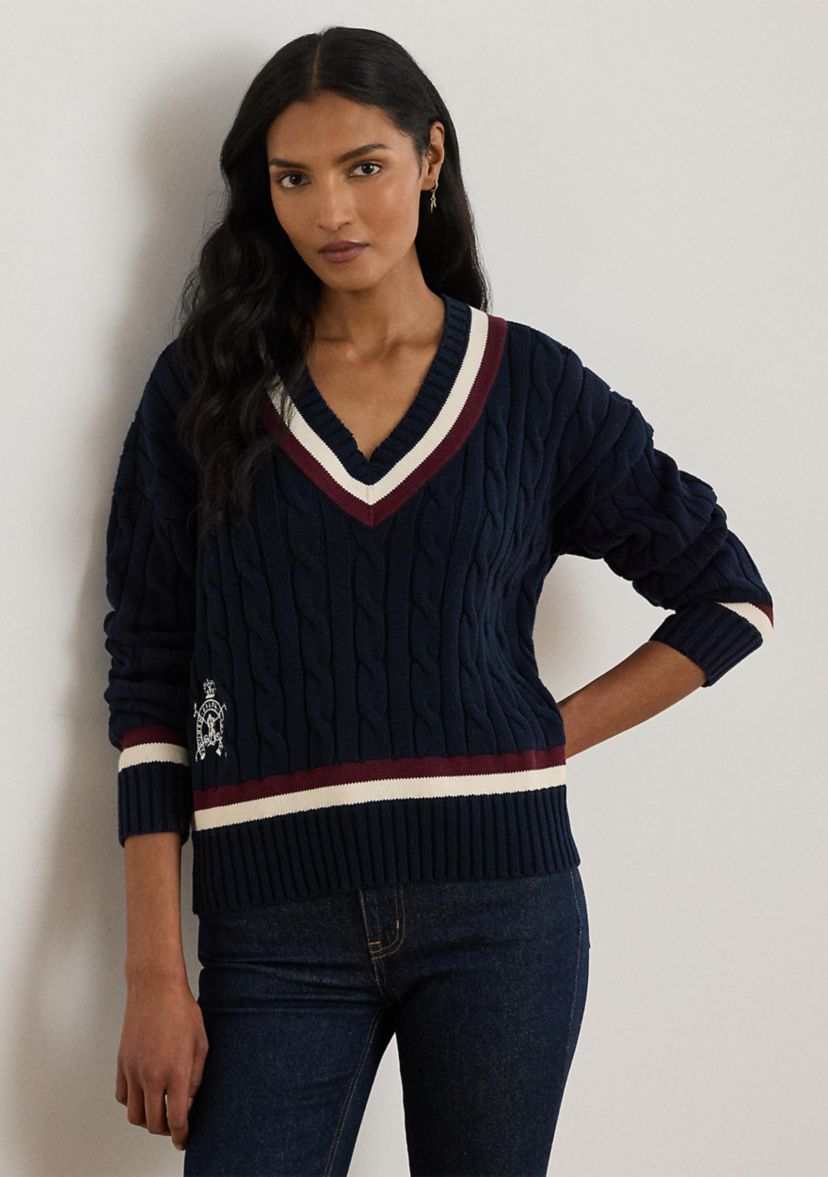 Petite Cable-Knit Cotton Cricket Sweater