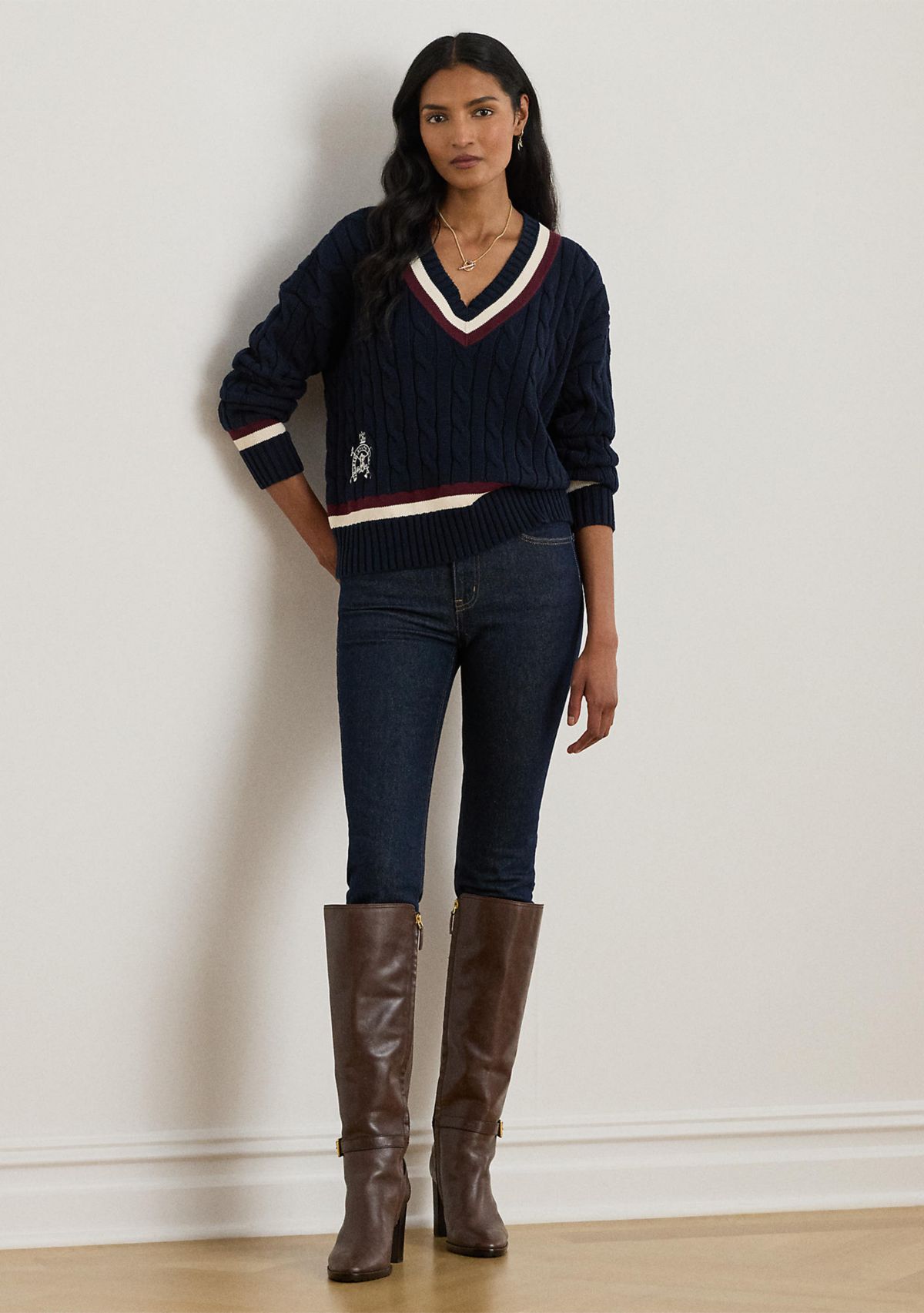 Petite Cable-Knit Cotton Cricket Sweater