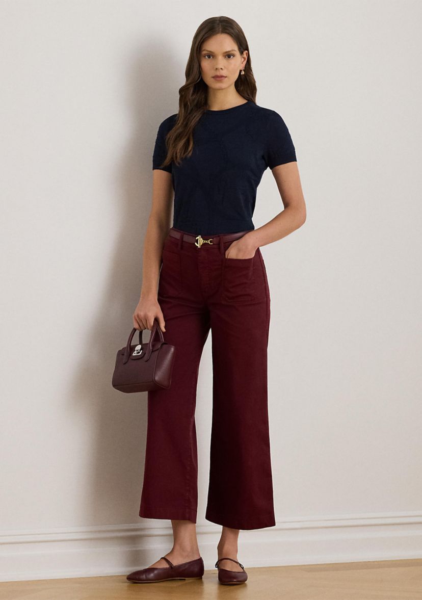 Petite Belting-Motif Short-Sleeve Sweater