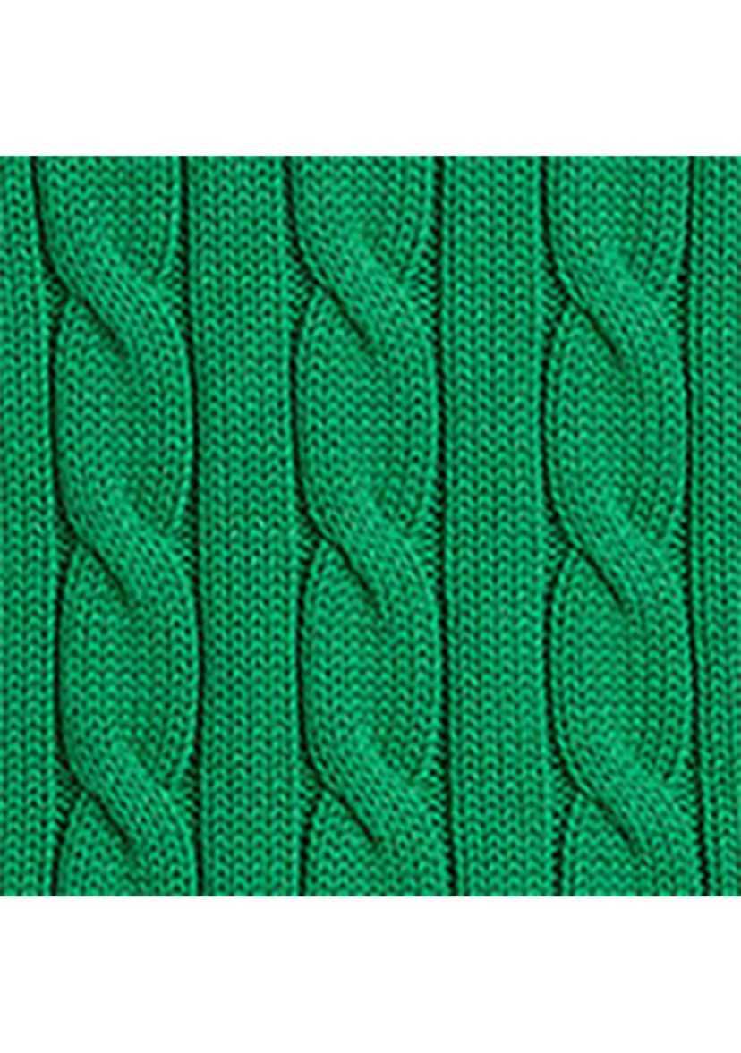 Petite Embroidered-Crest Cable-Knit Sweater