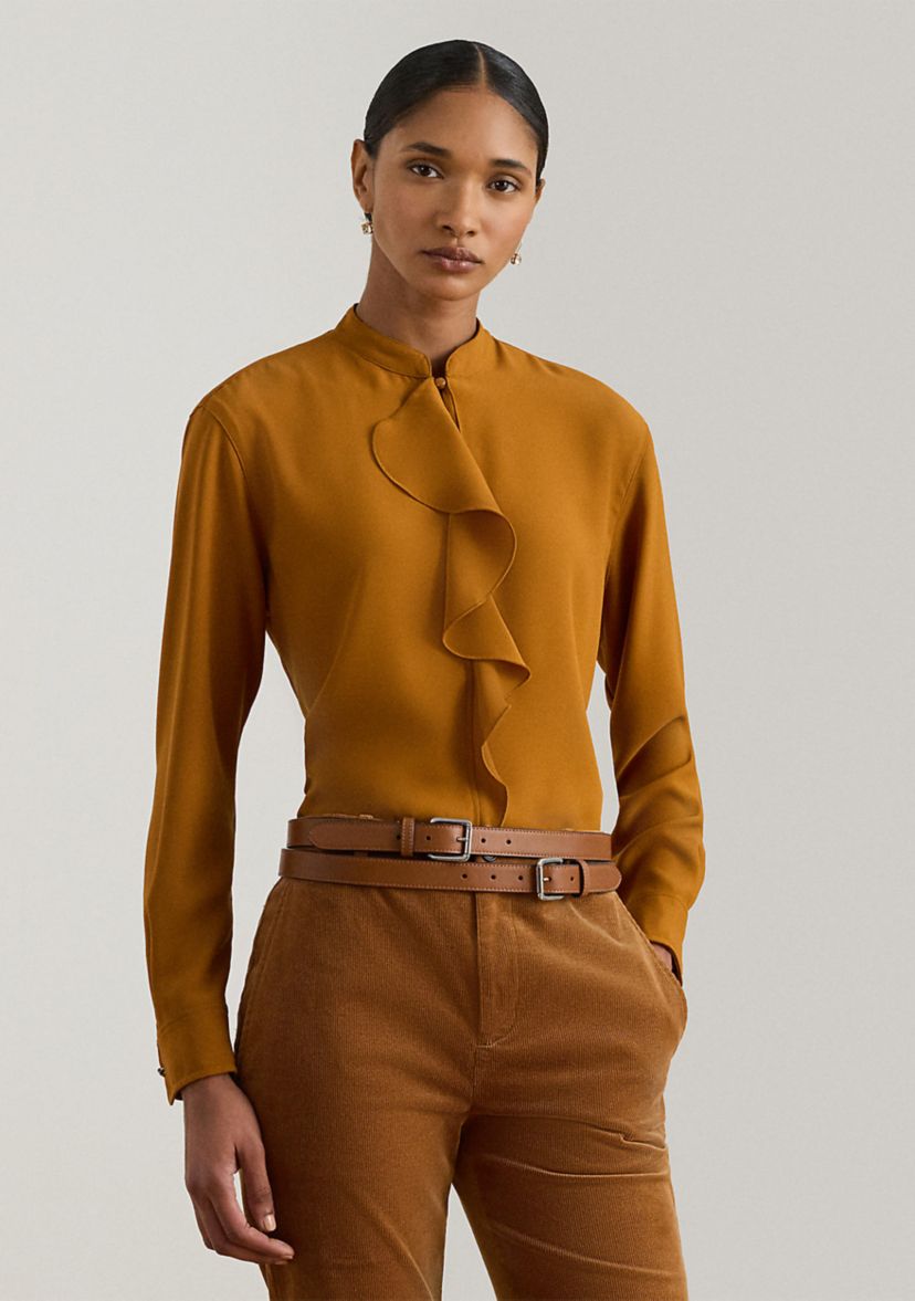Petite Ruffle-Trimmed Georgette Tunic