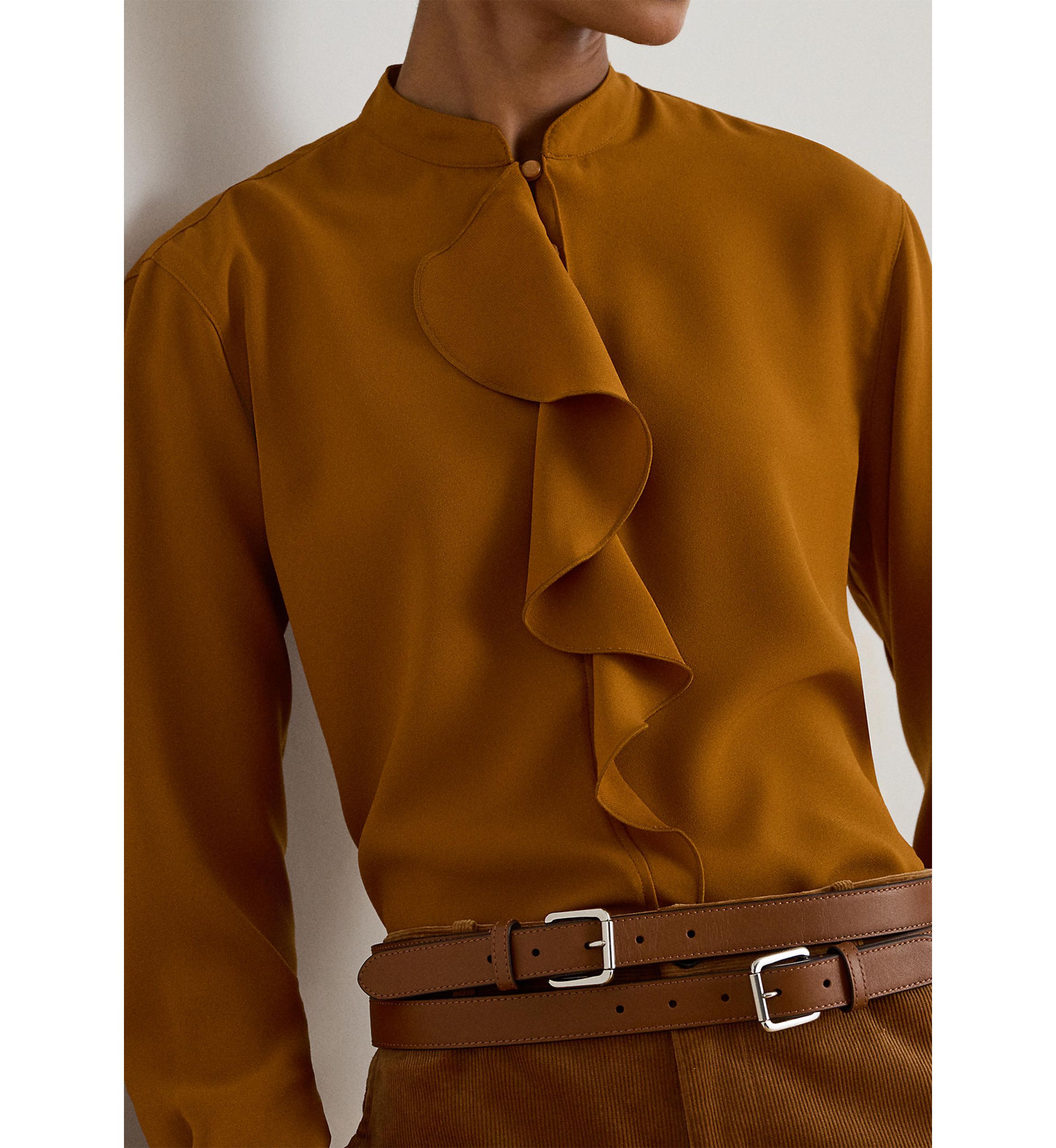 Petite Ruffle-Trimmed Georgette Tunic