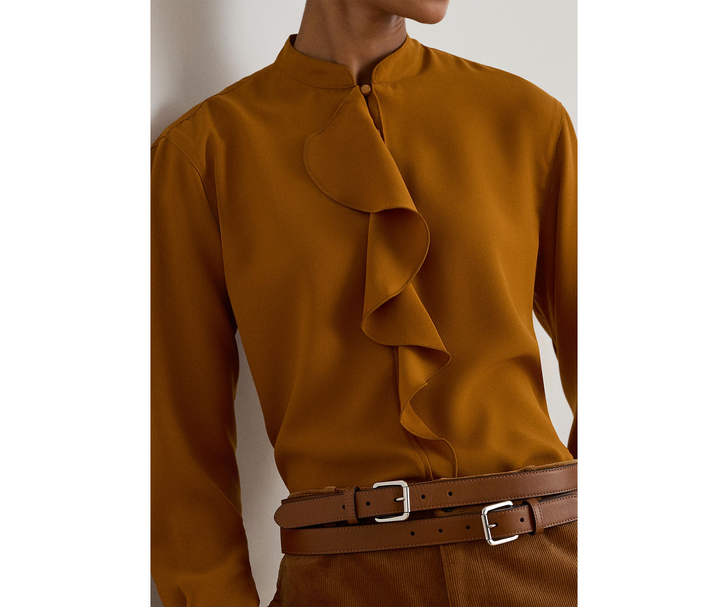 Petite Ruffle-Trimmed Georgette Tunic