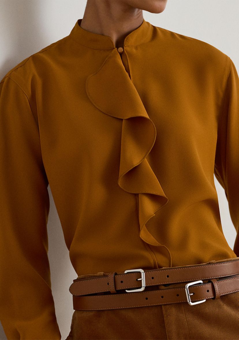 Petite Ruffle-Trimmed Georgette Tunic