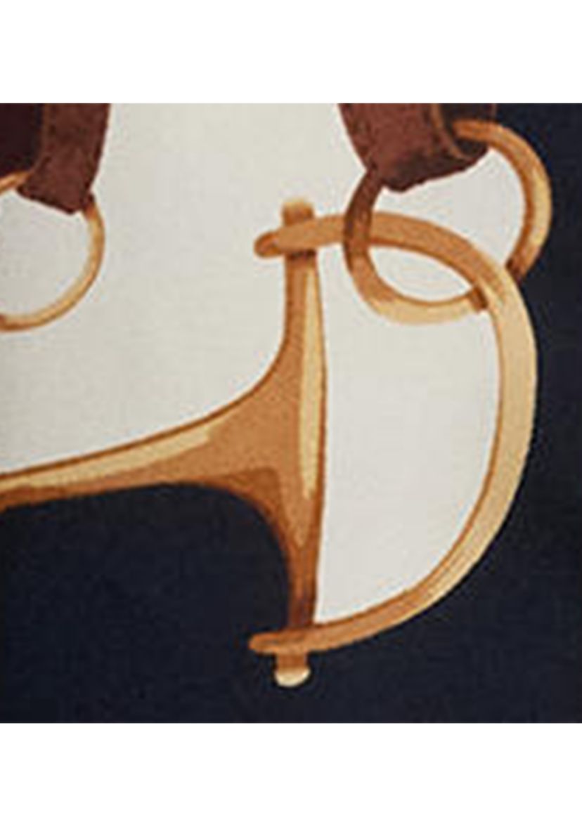 Petite Equestrian-Print Twill Midi Shirtdress