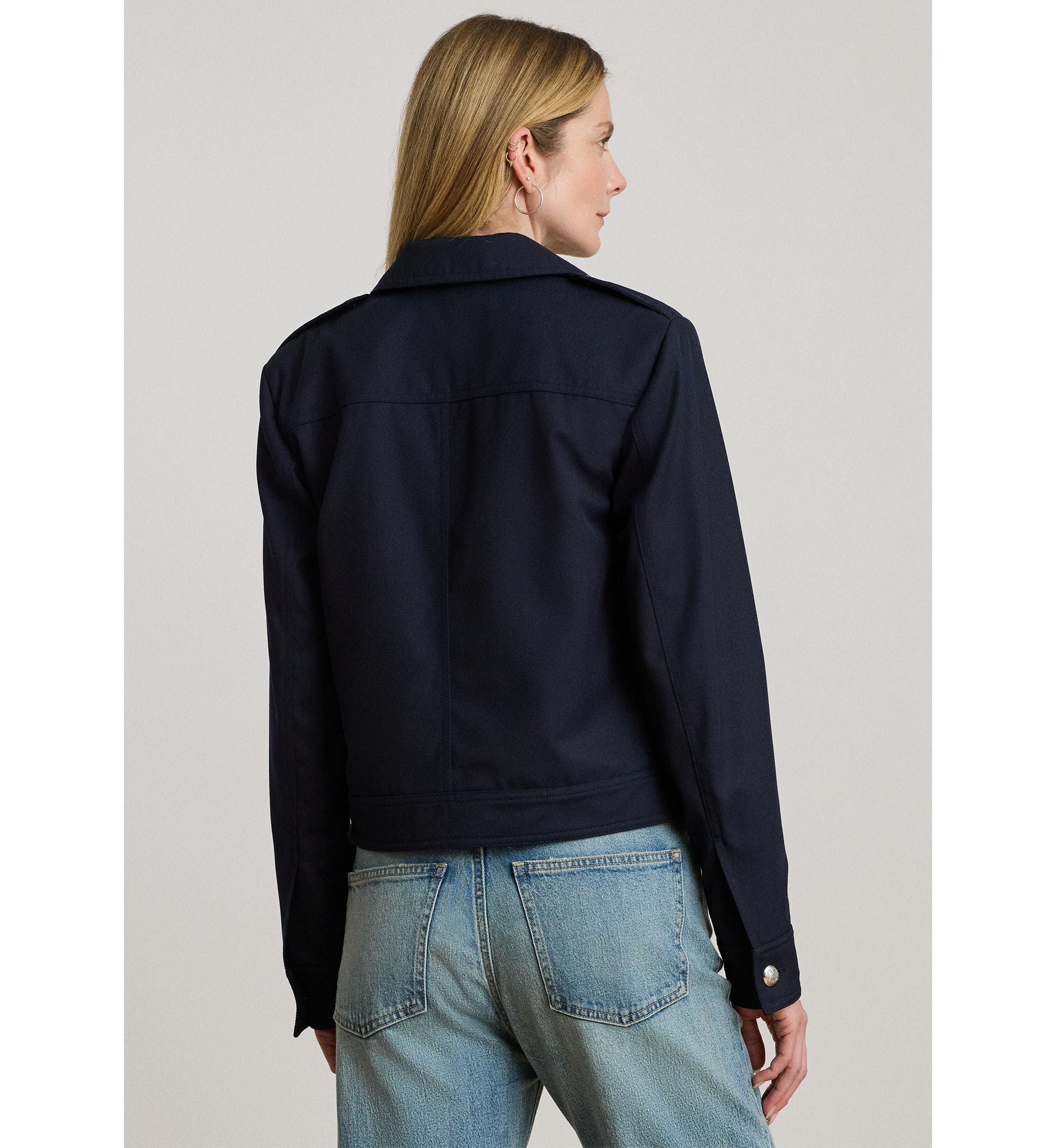 Petite Cropped Wool-Blend Twill Jacket