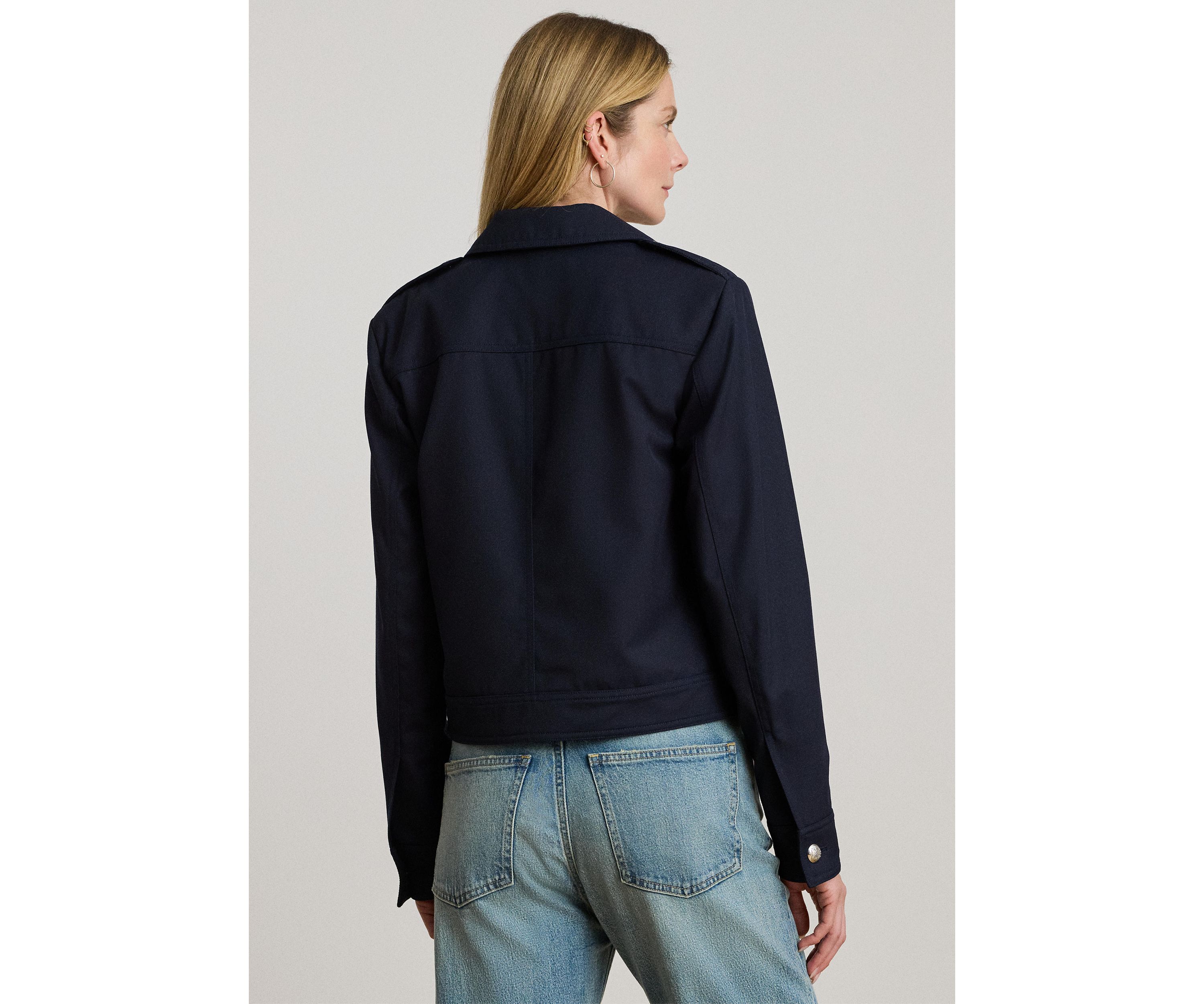 Petite Cropped Wool-Blend Twill Jacket