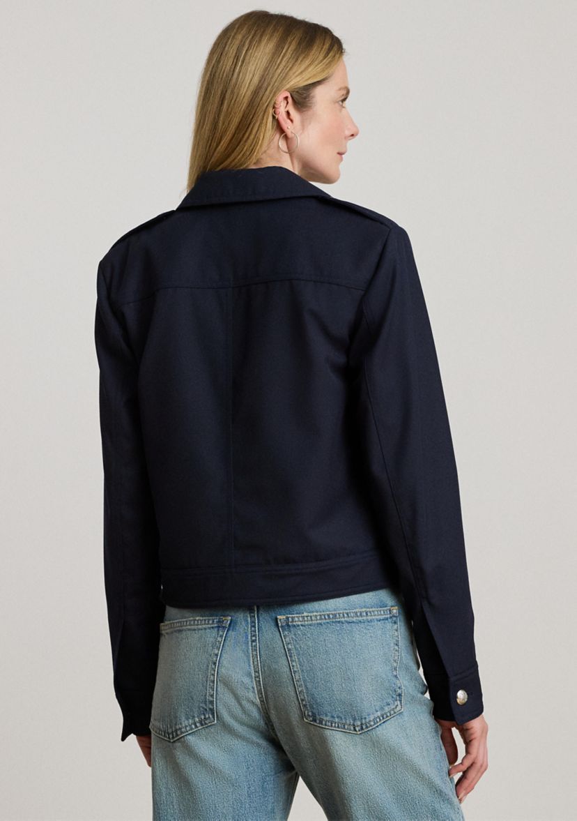 Petite Cropped Wool-Blend Twill Jacket