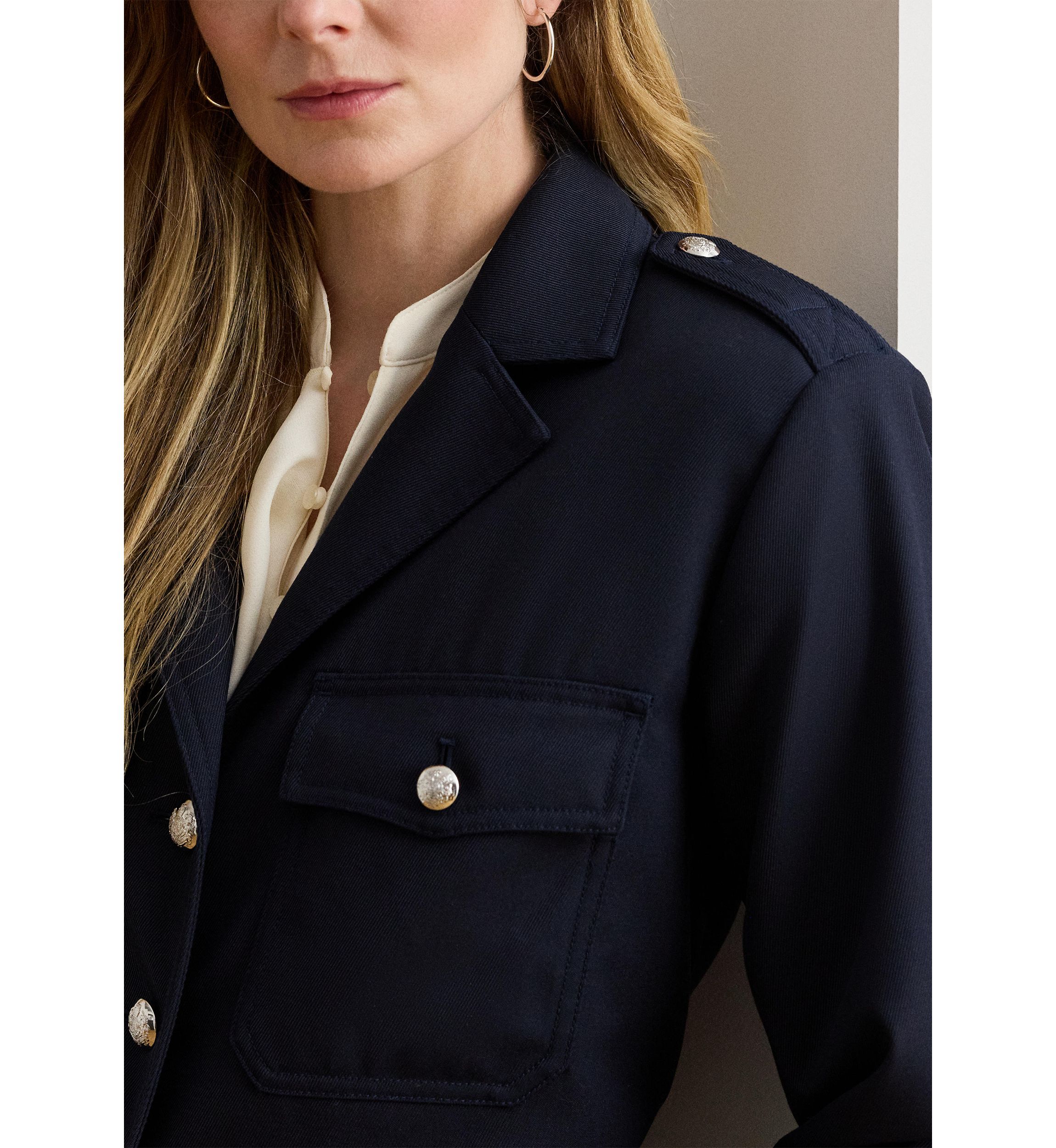 Petite Cropped Wool-Blend Twill Jacket