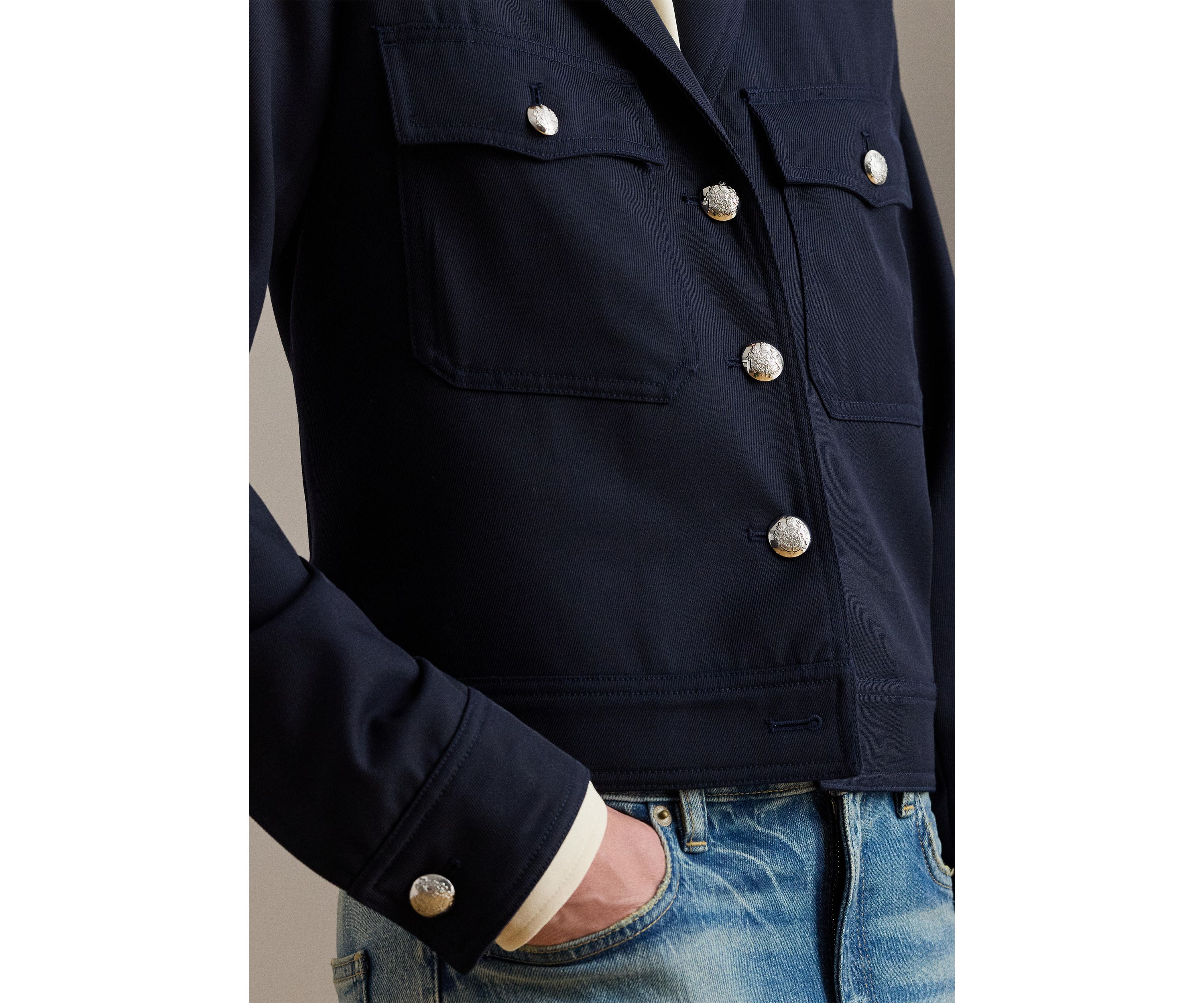 Petite Cropped Wool-Blend Twill Jacket