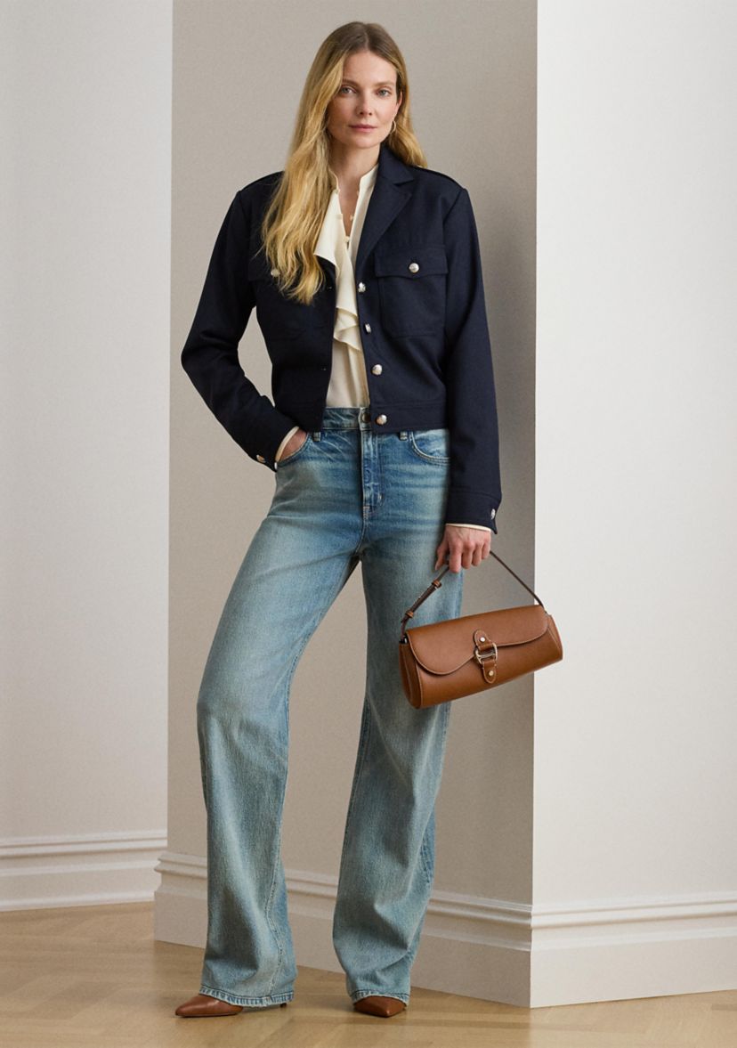 Petite Cropped Wool-Blend Twill Jacket