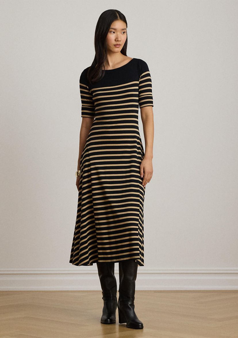 Lauren Ralph Lauren Petite Breton-Stripe Cotton Ribbed Midi Dress : PM