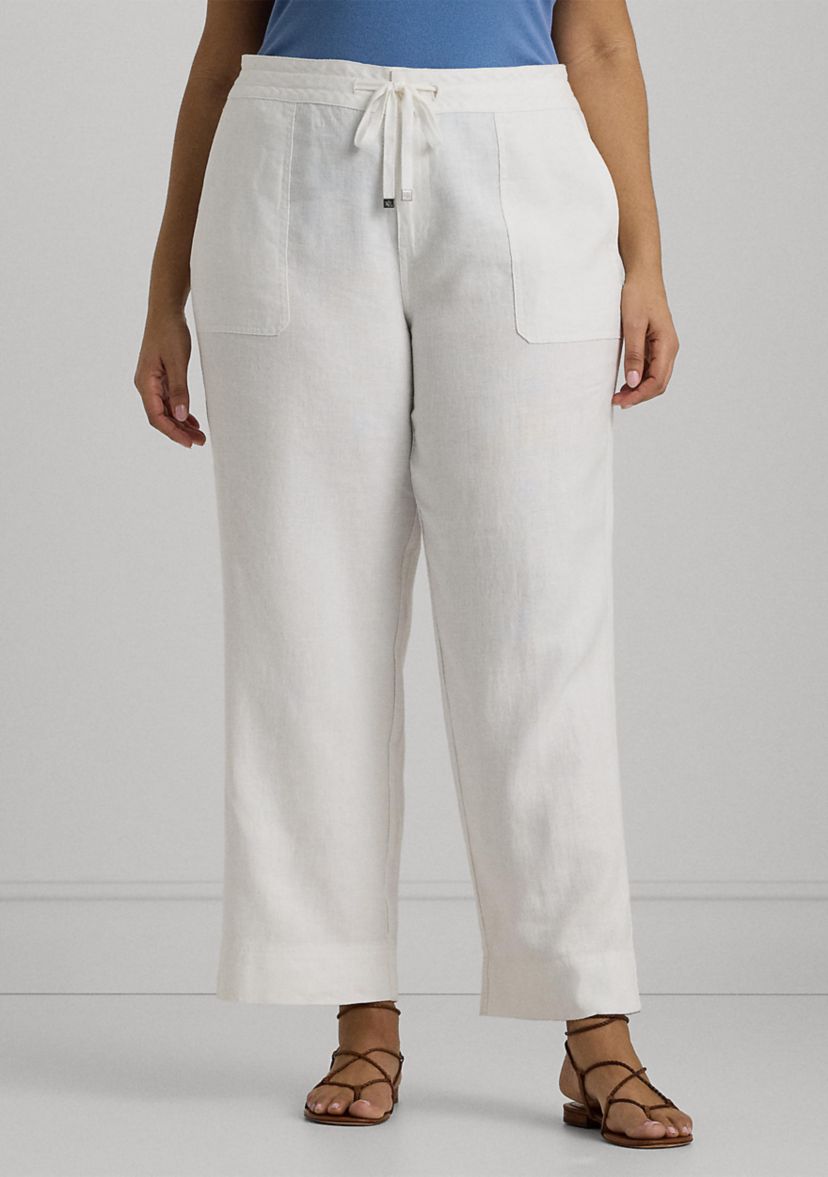 Plus Size Linen Drawcord Pants