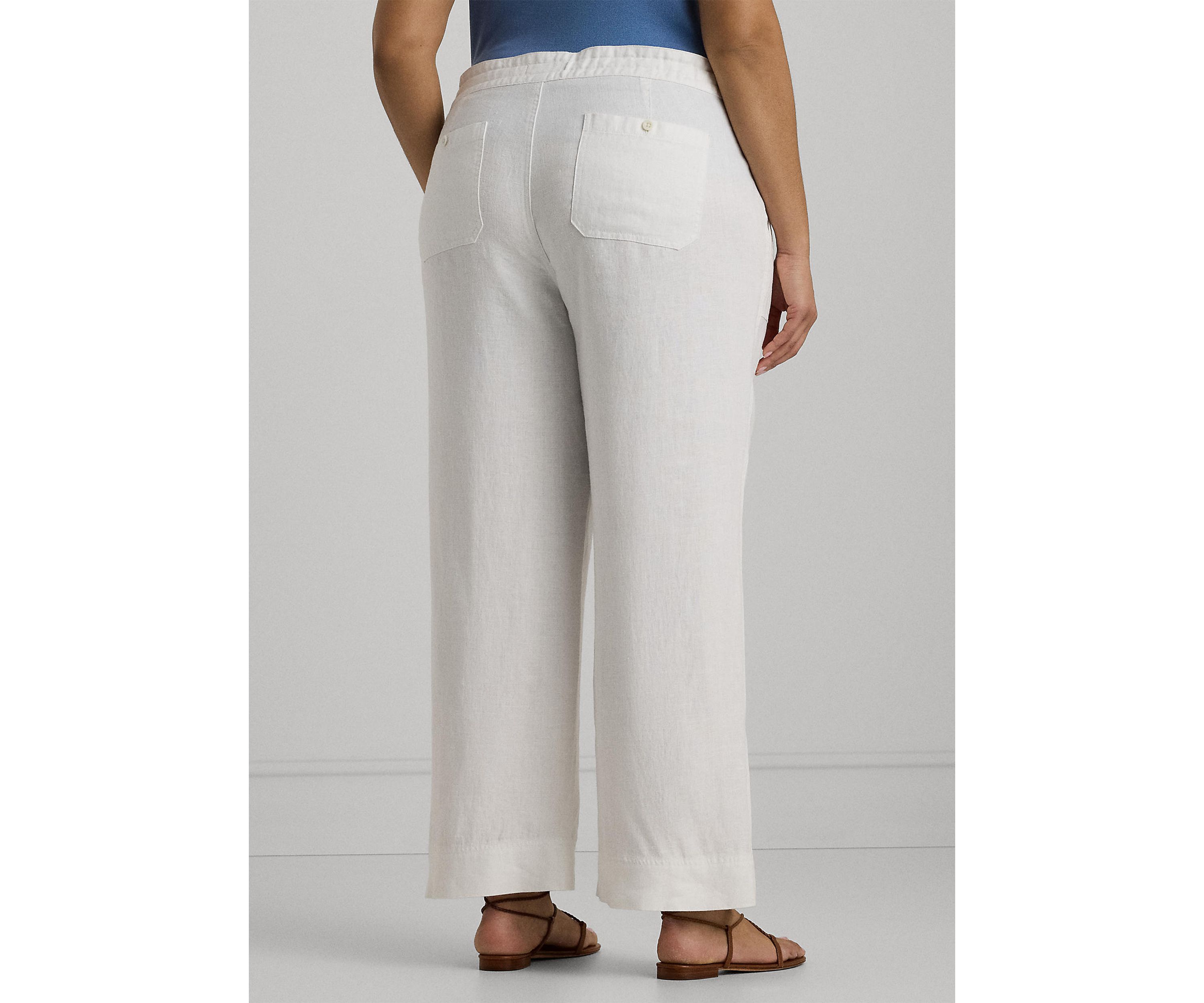 Plus Size Linen Drawcord Pants