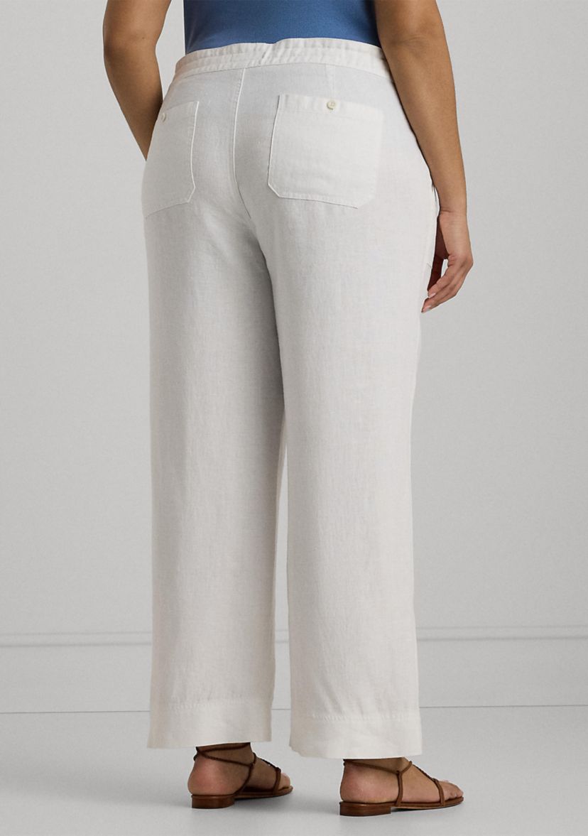 Plus Size Linen Drawcord Pants