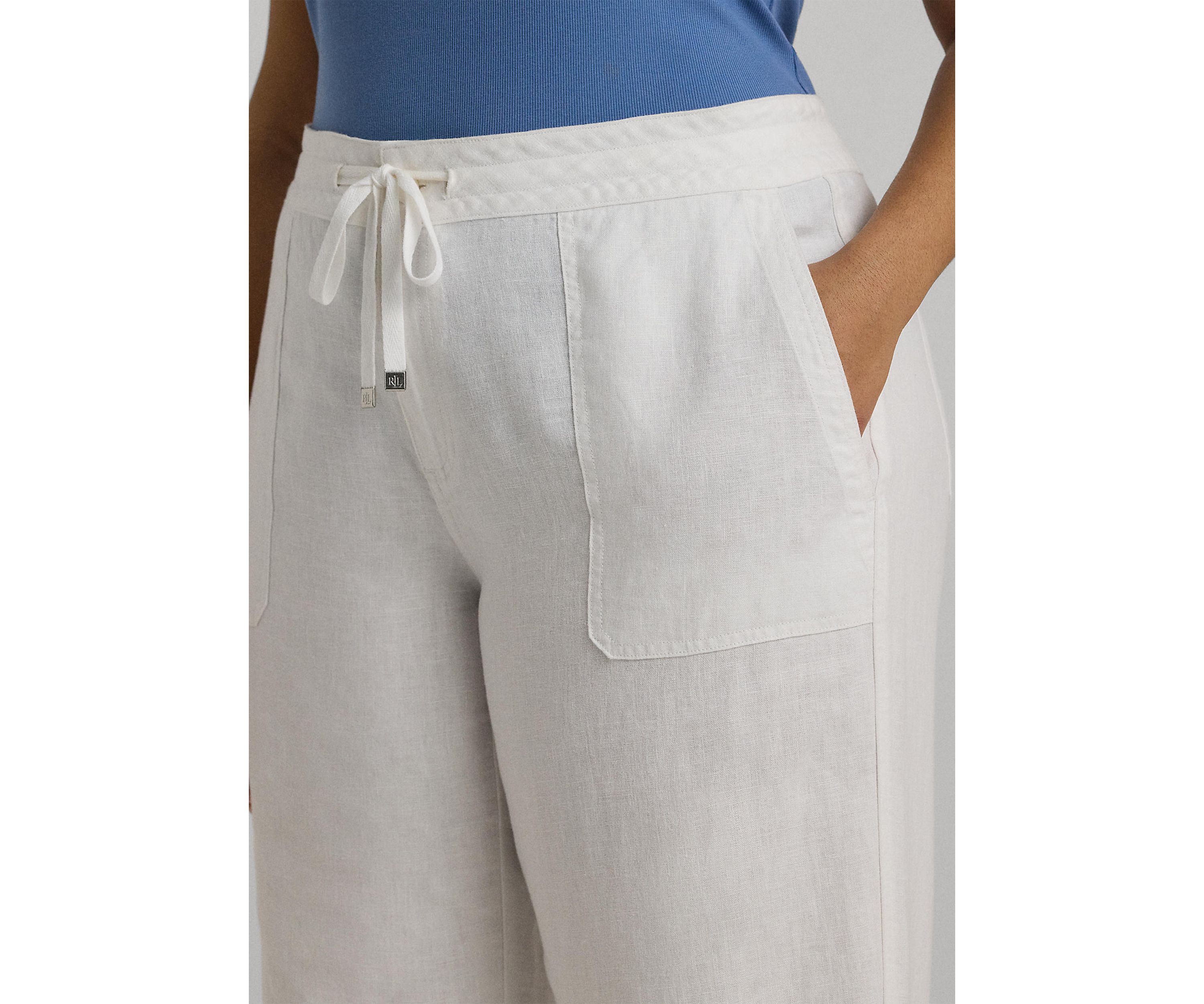 Plus Size Linen Drawcord Pants
