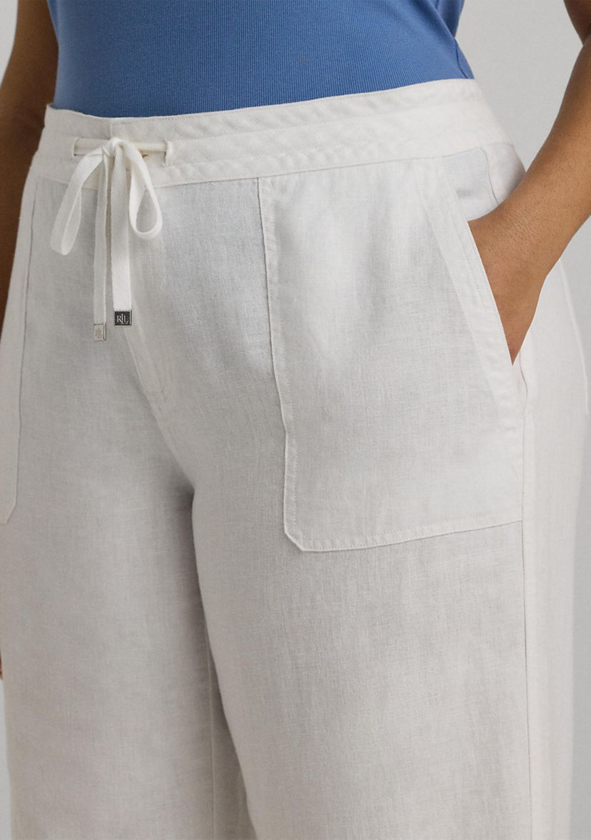 Plus Size Linen Drawcord Pants