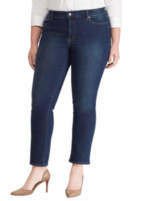 LAUREN Ralph Lauren Plus Size Coated Mid-Rise Straight Ankle Jeans in Olive  Fern Wash