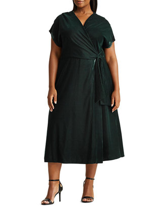 kin diameter schild Lauren Ralph Lauren Plus Size Alixya Velvet Wrap Dress | belk