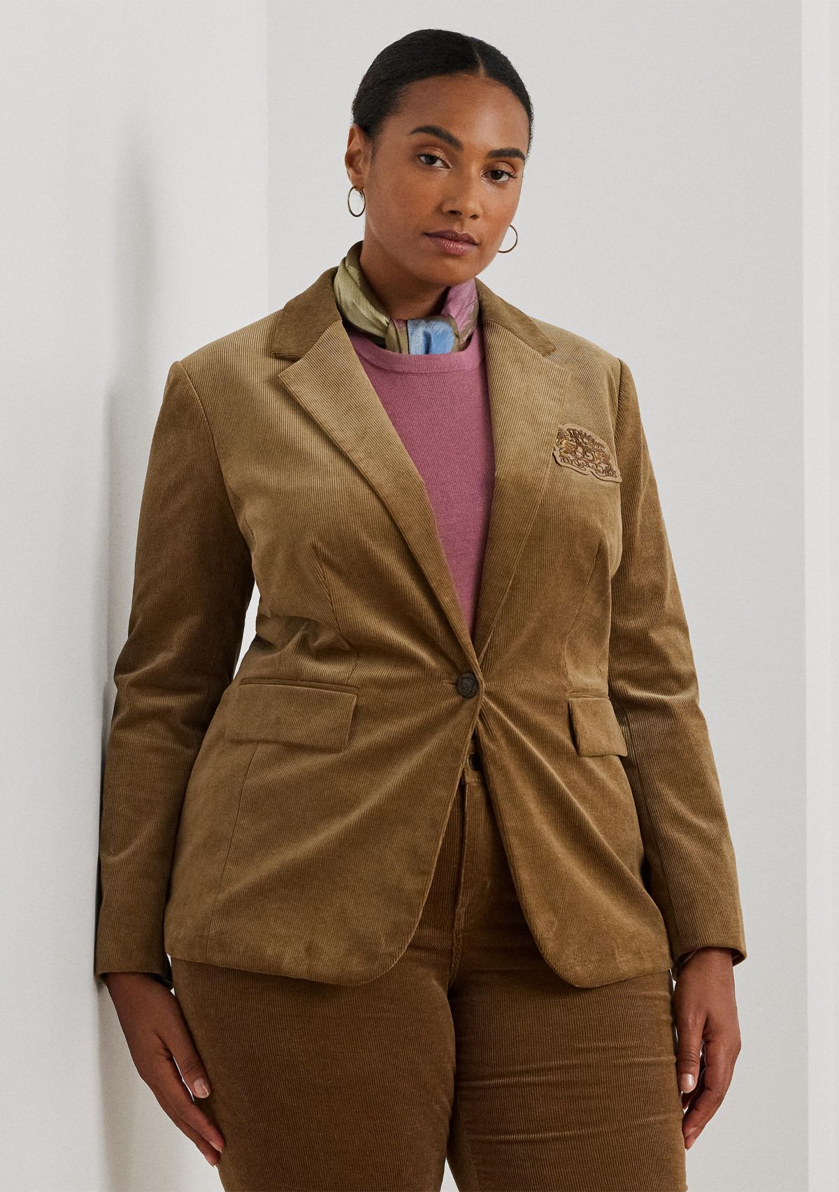 Plus Size Bullion Jacquard Blazer