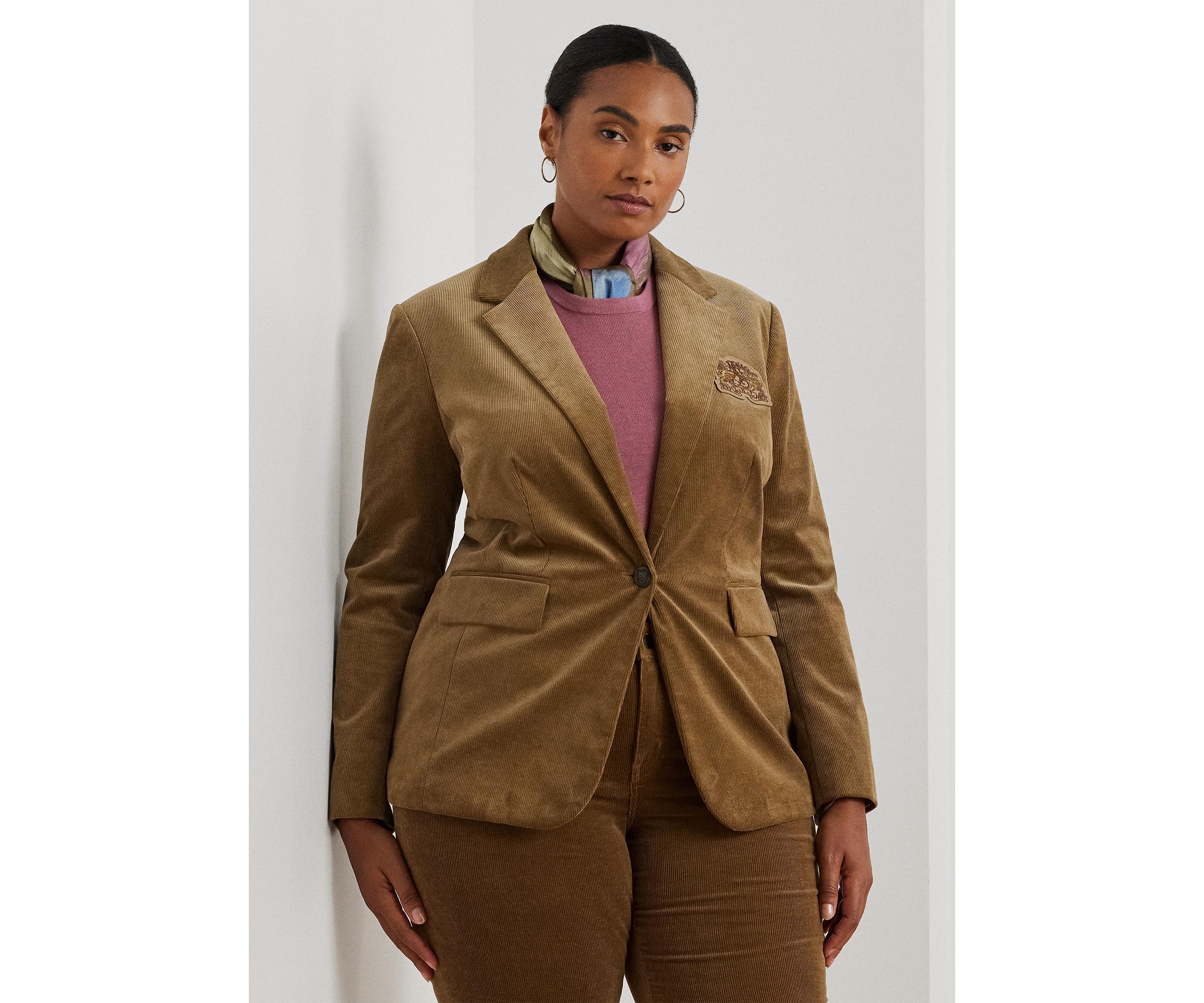 Plus Size Bullion Jacquard Blazer