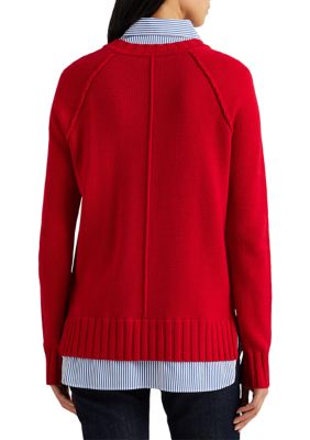 Lauren Ralph Lauren Plus Size Layered Cotton Sweater Belk